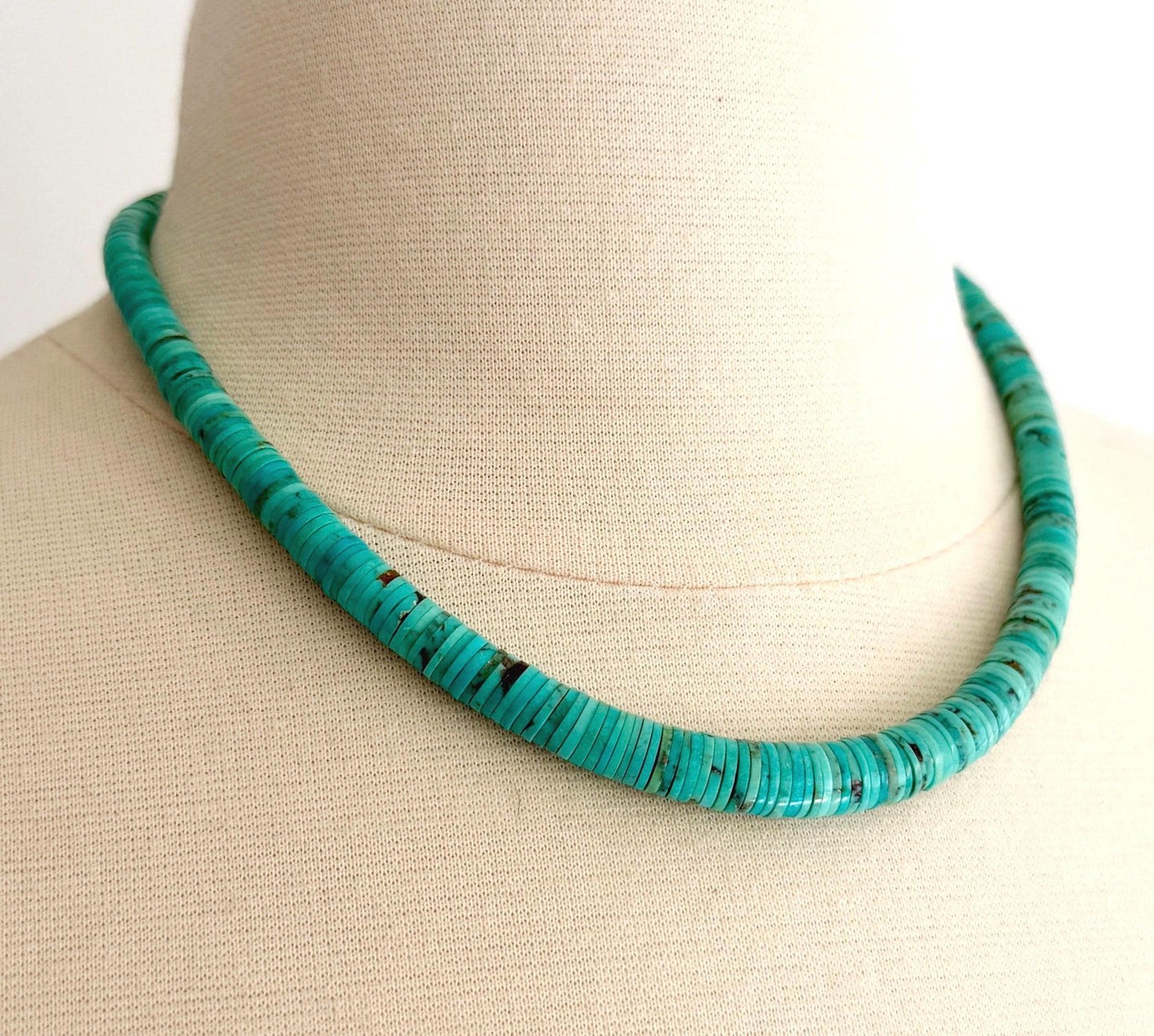 Vintage Turquoise Heishi Bead Necklace Vintage Native American Santo Domingo