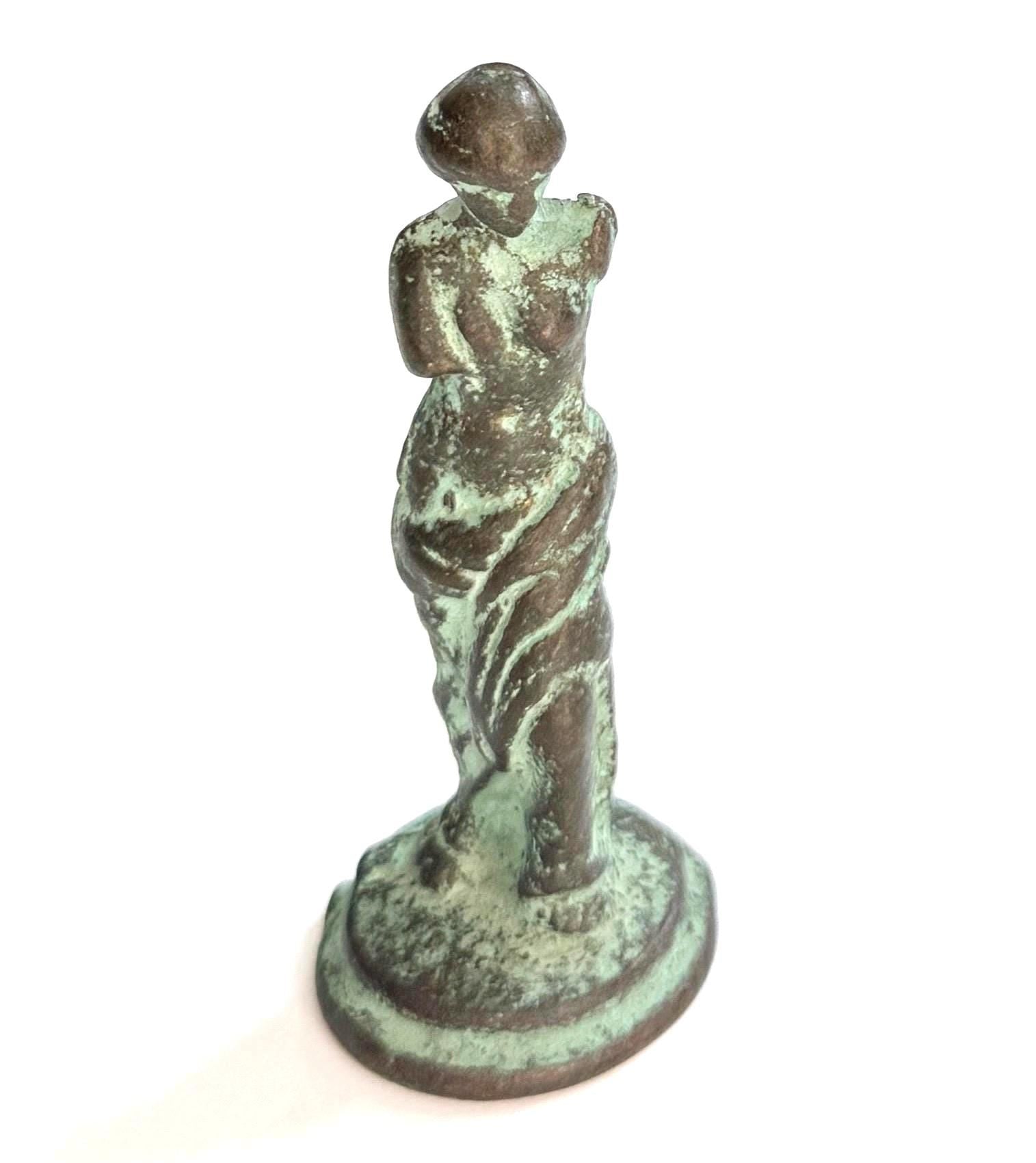 Vintage Venus de Milo Statue Heavy Cast Bronze Metal with Aged Patina