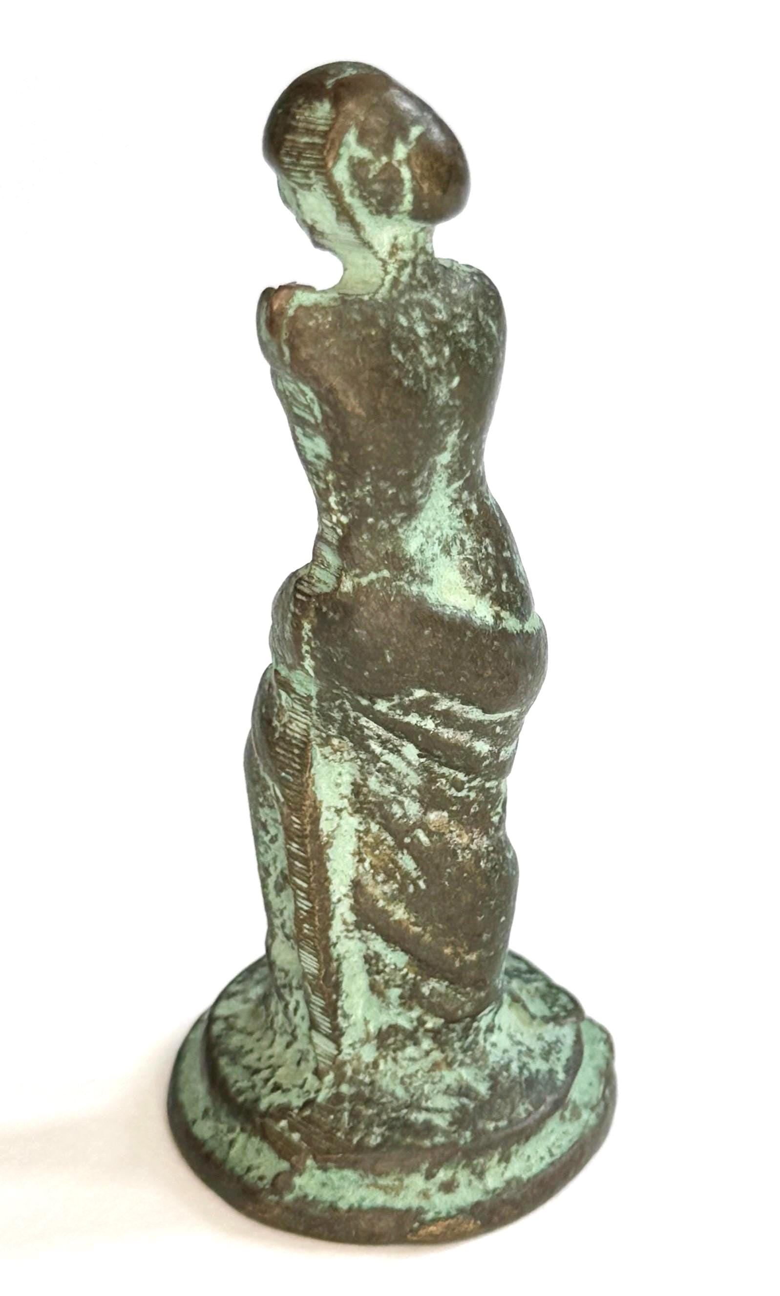 Vintage Venus de Milo Statue Heavy Cast Bronze Metal with Aged Patina