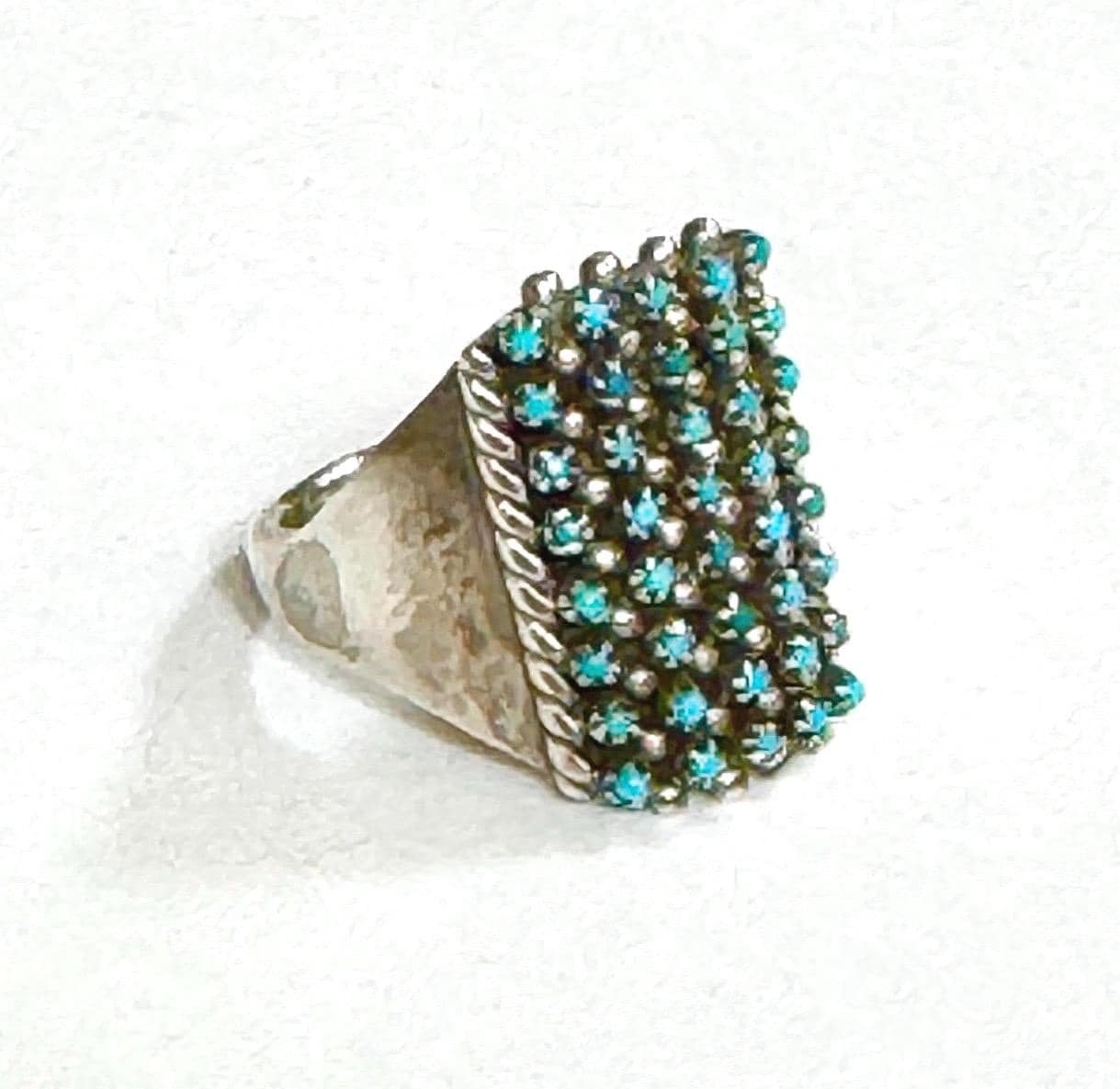Vintage Zuni Snake Eye Turquoise Ring Native American Sterling Silver 8.25