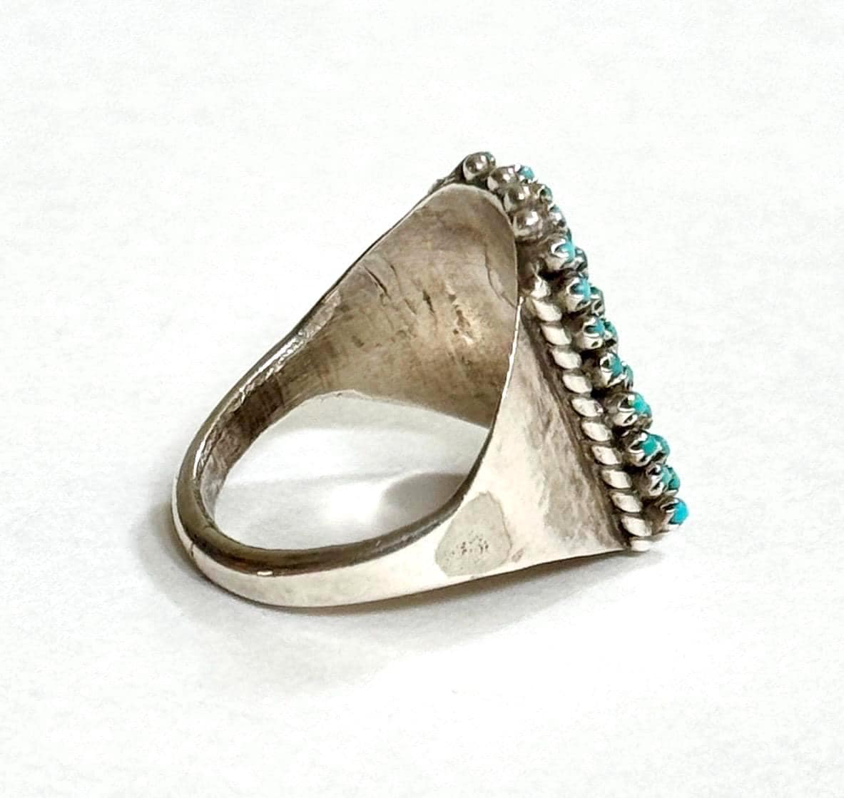 Vintage Zuni Snake Eye Turquoise Ring Native American Sterling Silver 8.25