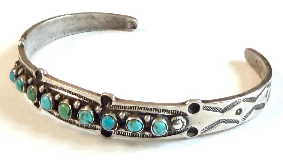 Fred Harvey Era Snake Eye Turquoise Bracelet Native American