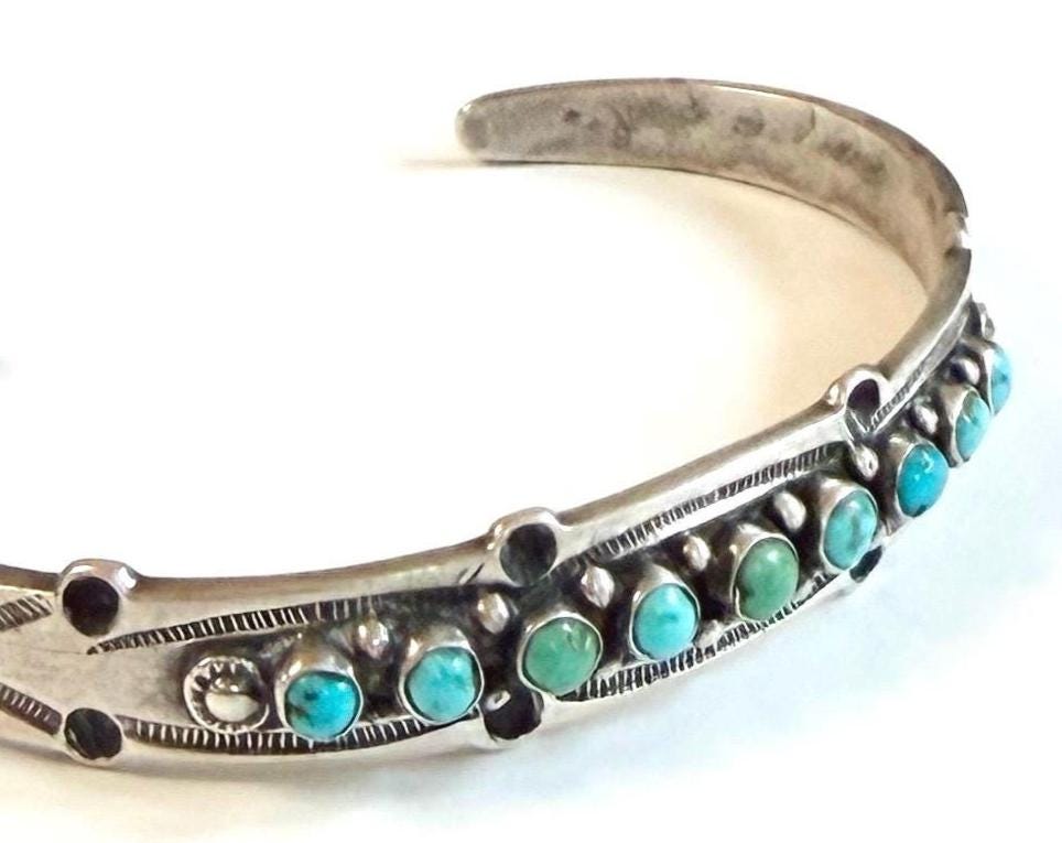 Fred Harvey Era Snake Eye Turquoise Bracelet Native American