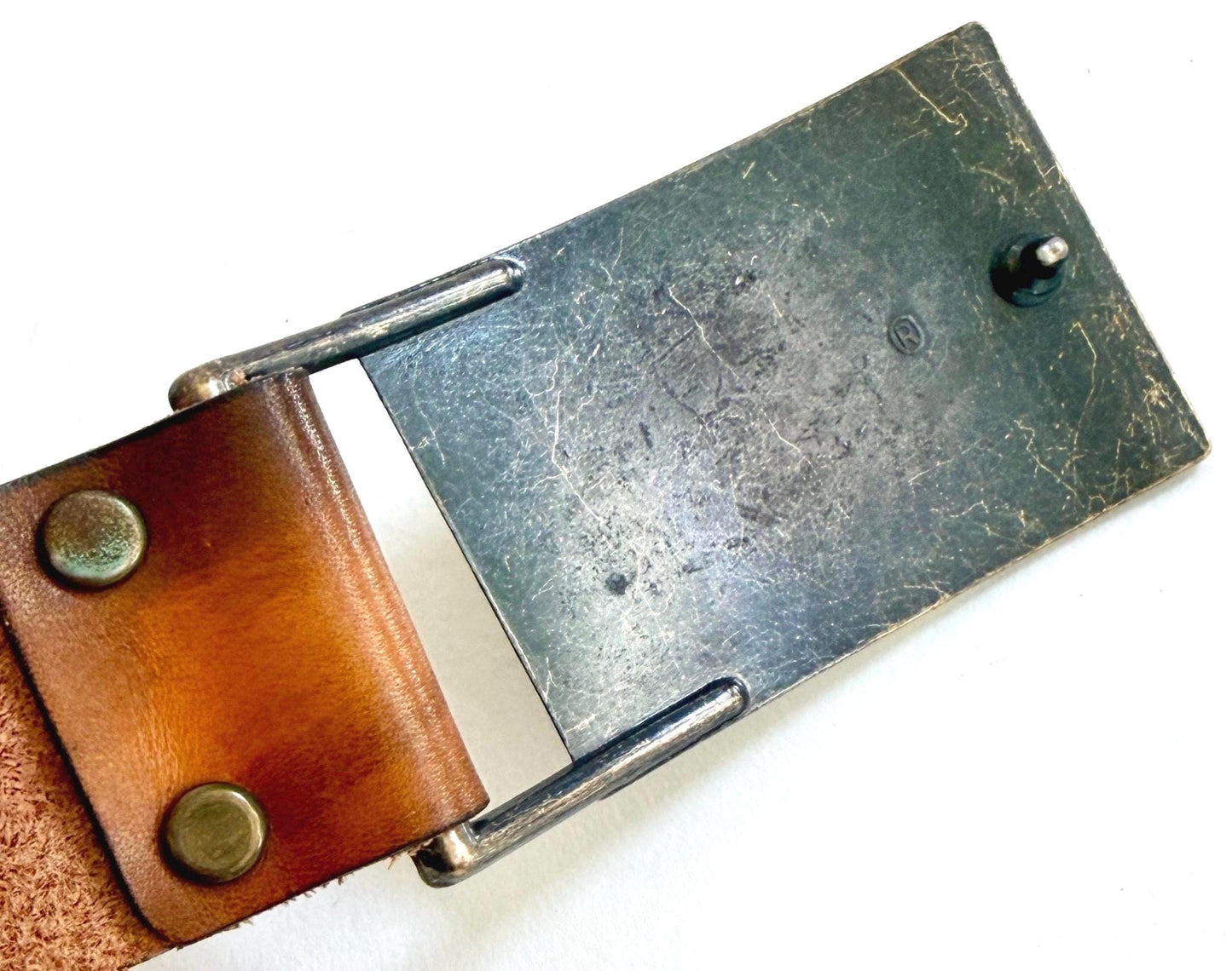 Vintage 70s 80s Levis Belt Brown Hand Stained Cowhide Leather Strap 32