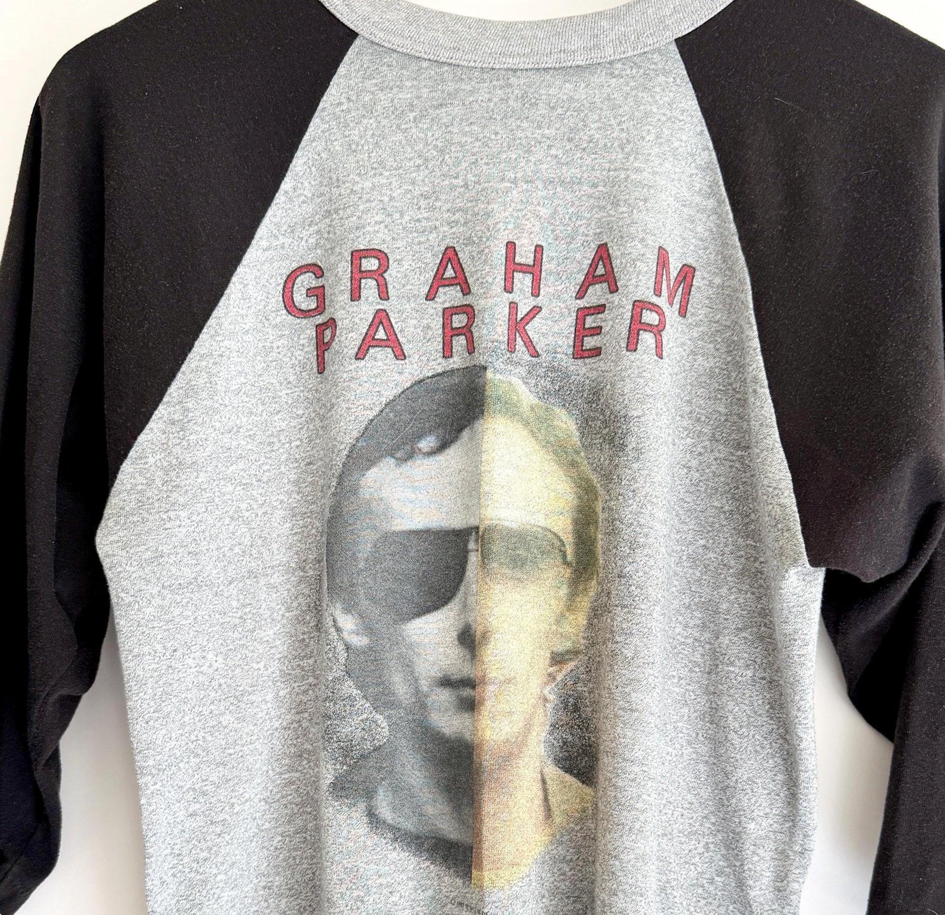 Vintage 80s Graham Parker Raglan Tee British Rock and Roll 1982 Tour Shirt