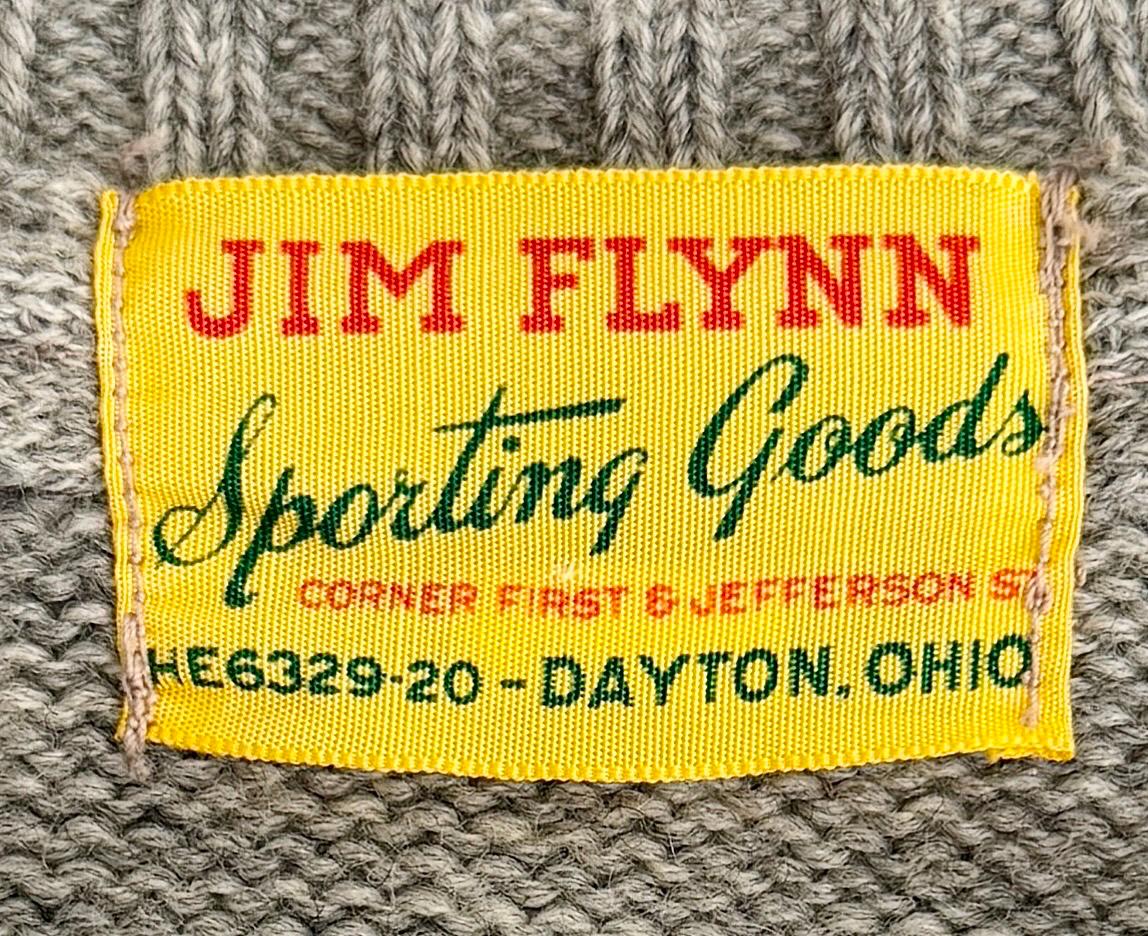 Vintage 60s Gray Wool Varsity Sweater 1962 Jim Flynn Sporting Goods