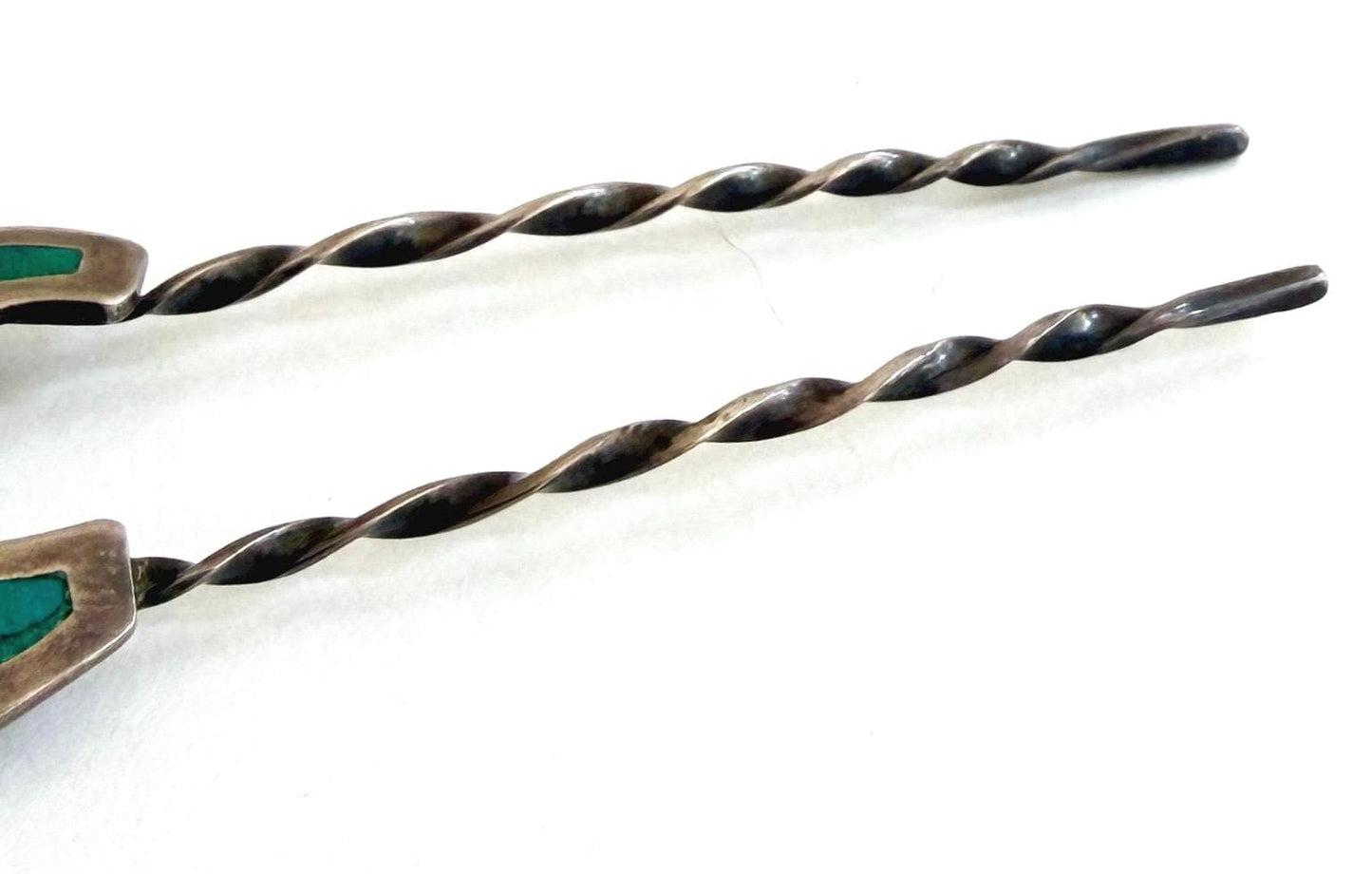 Sterling Silver Turquoise Hair Pin Vintage Native American Bun Holder