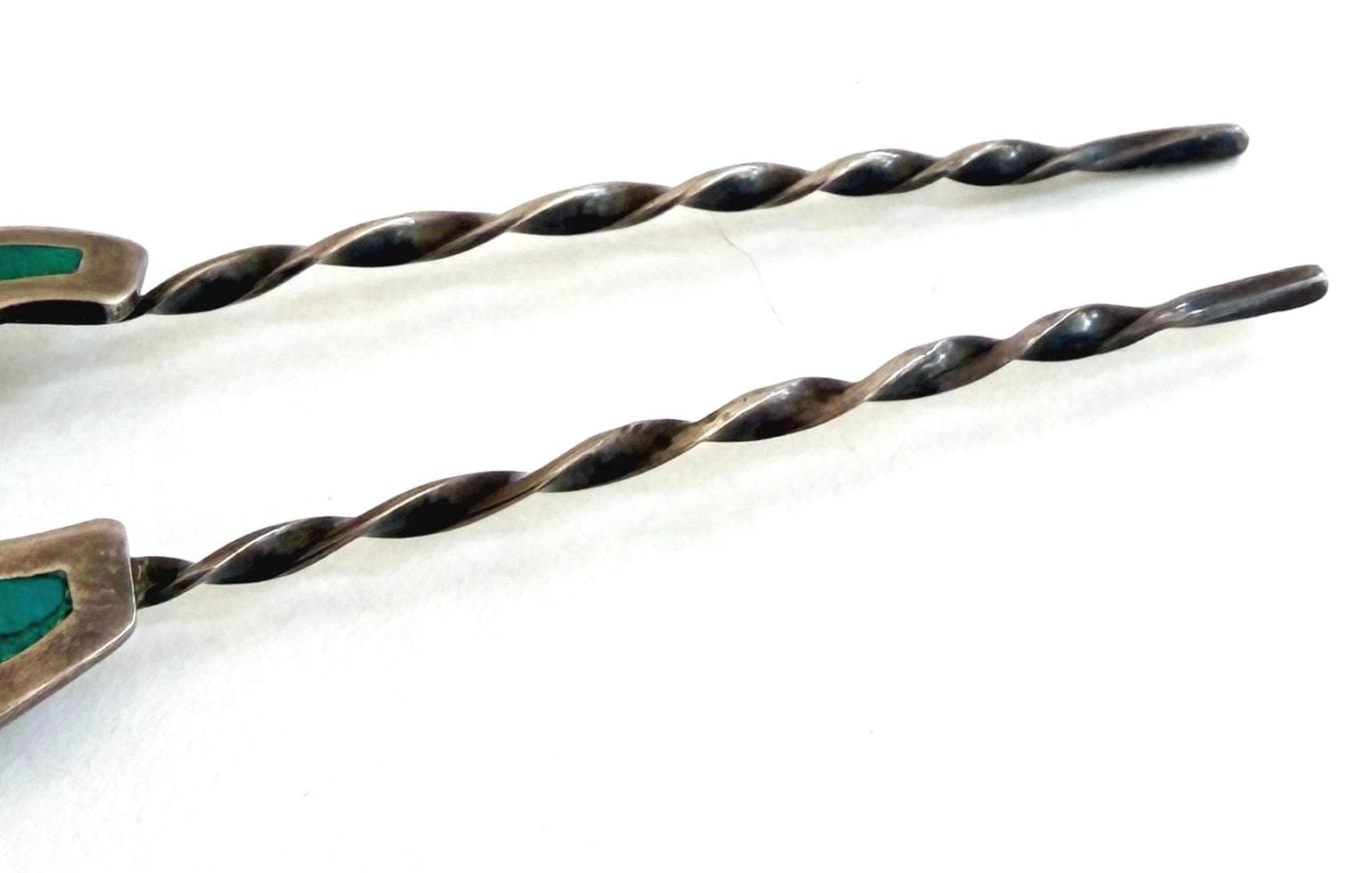 Sterling Silver Turquoise Hair Pin Vintage Native American Bun Holder