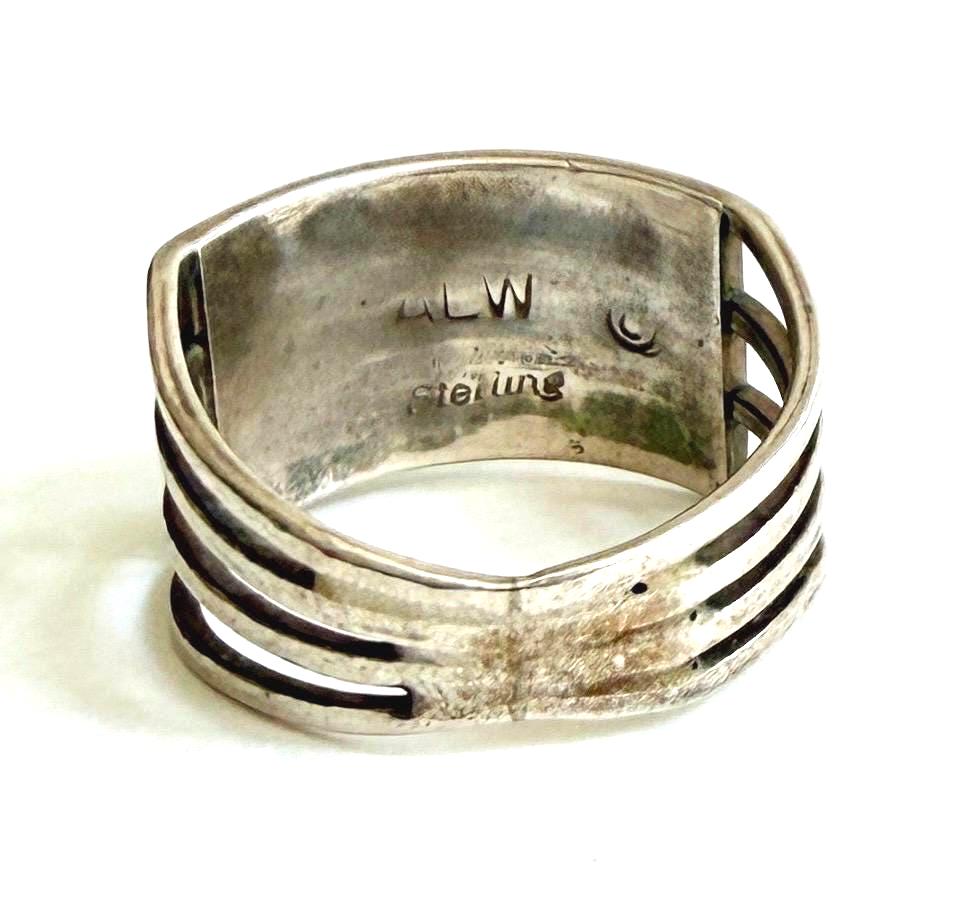 Vintage Zuni Turquoise Ring Band Native American Flush Channel Inlay Size 7