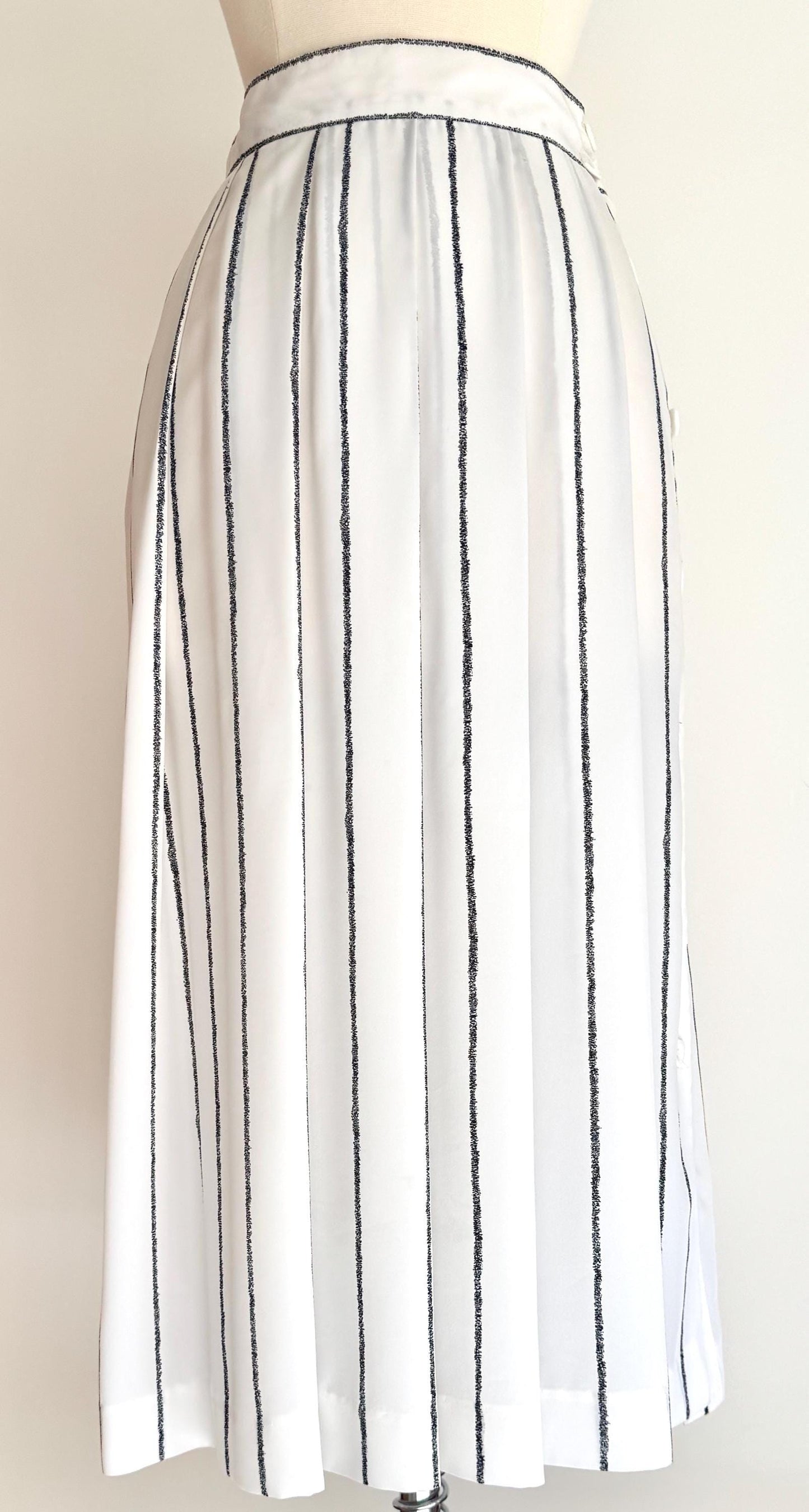 Vintage White Striped Midi Skirt Minimalist Style Made in USA