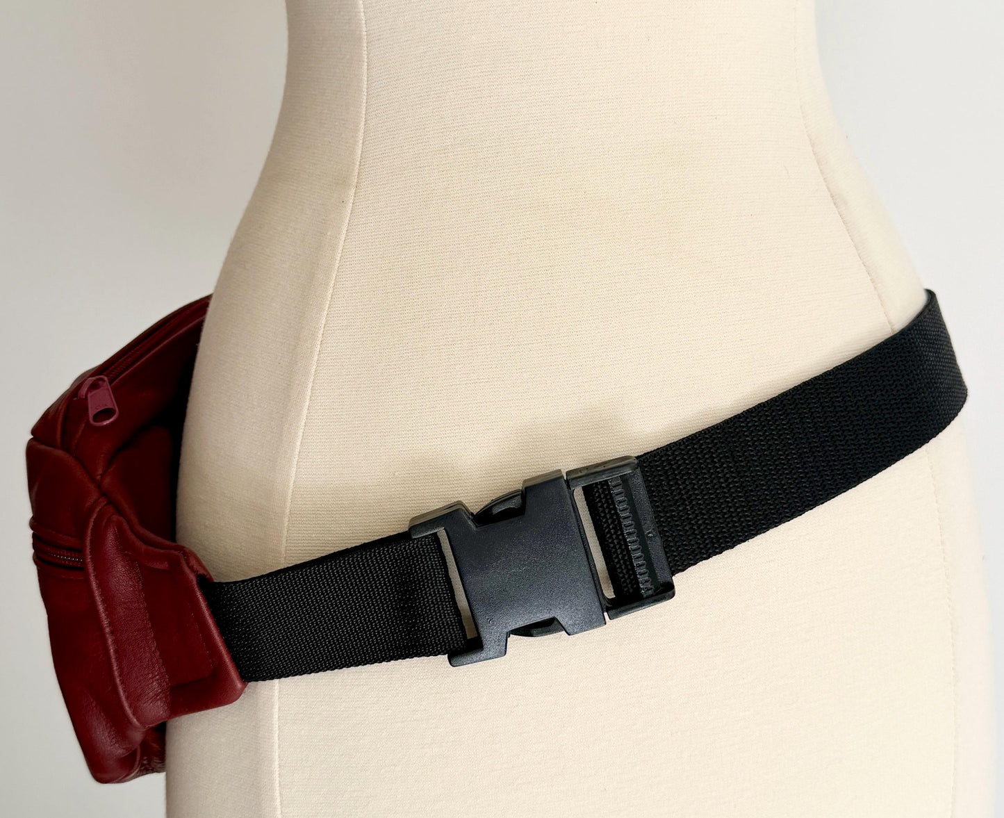 Vintage Leather Fanny Pack 80s 90s Oxblood Red Hip Bag