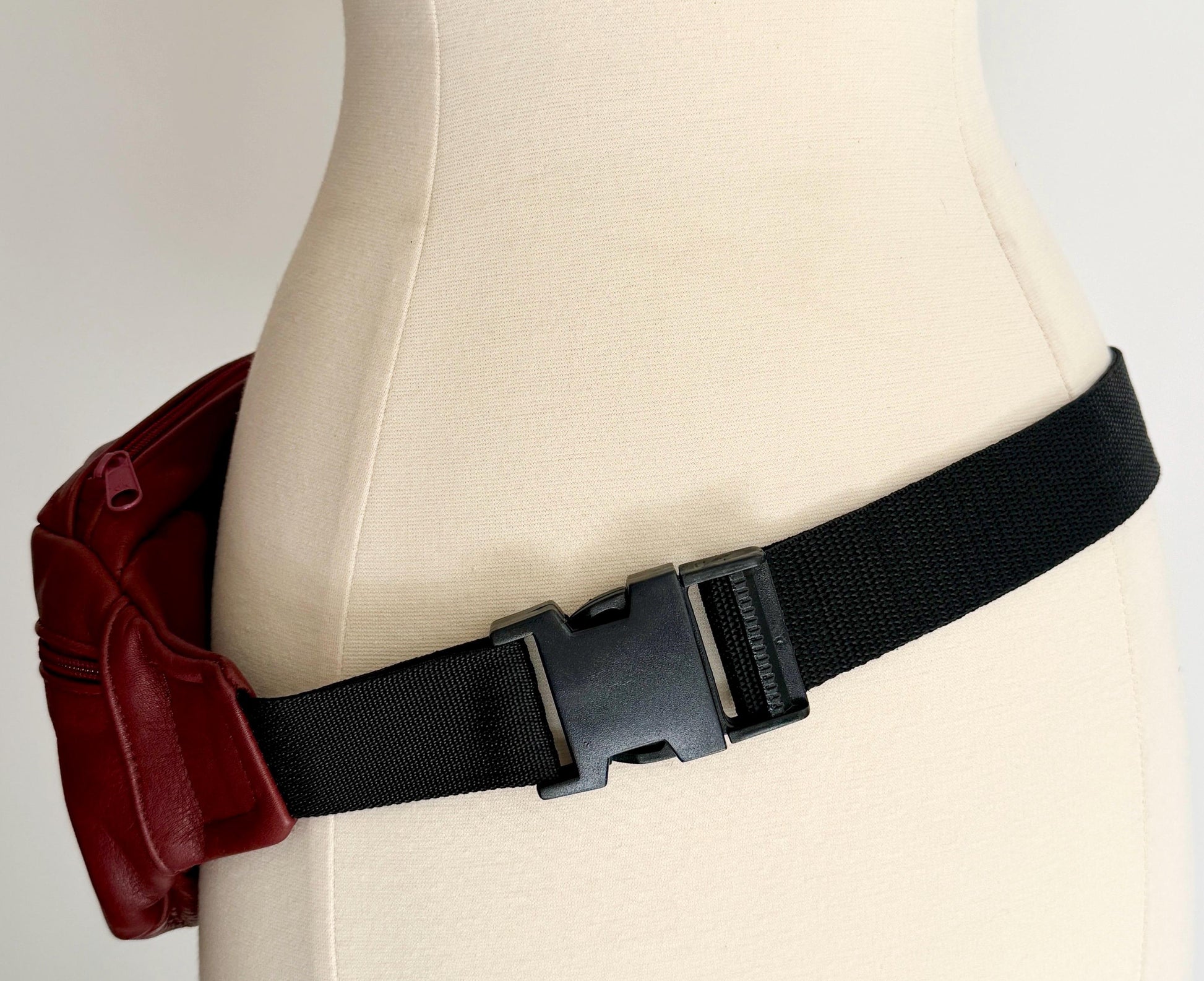 Vintage Leather Fanny Pack 80s 90s Oxblood Red Hip Bag