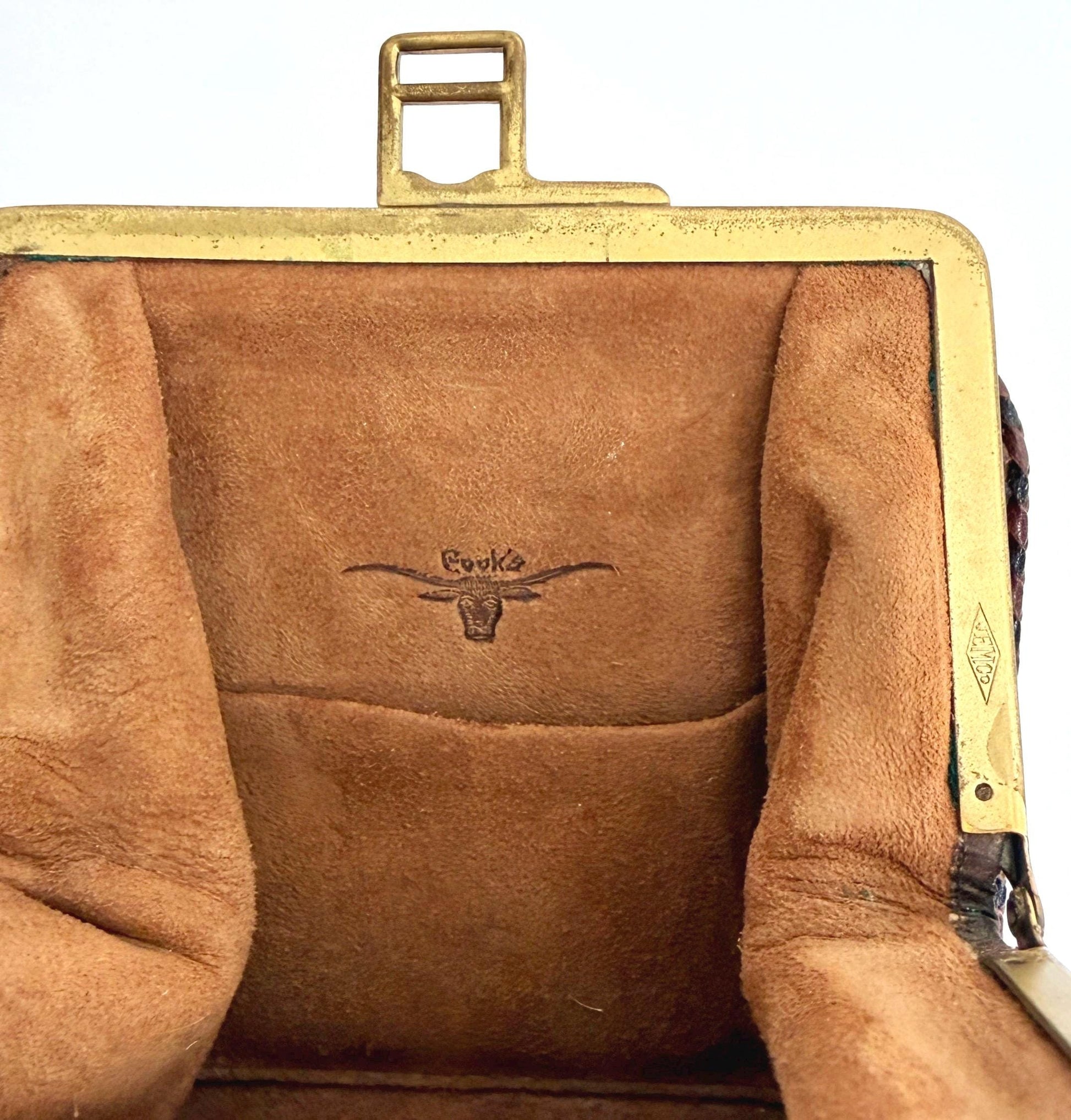 Art Nouveau Jemco Leather Bag with Interior Mirror