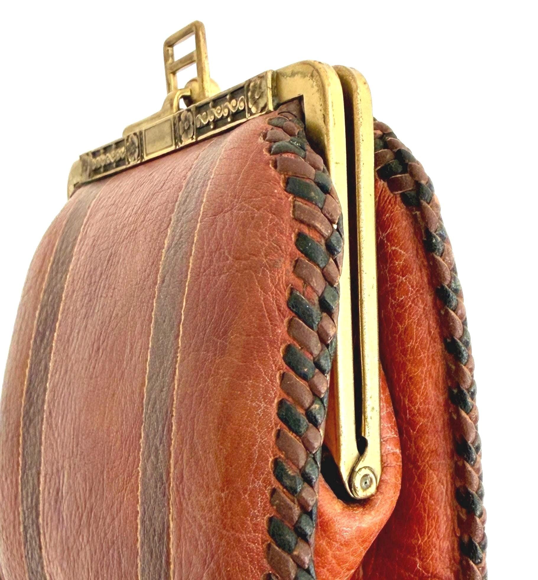 Art Nouveau Jemco Leather Bag with Interior Mirror