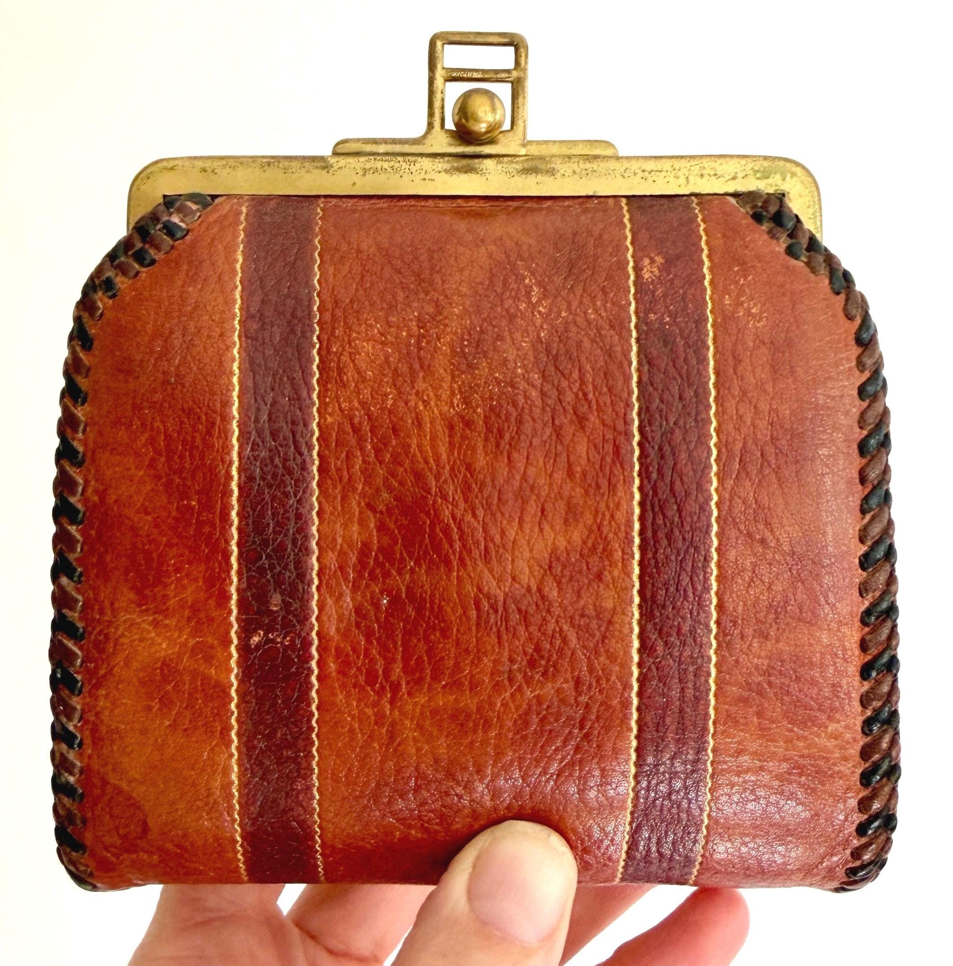 Art Nouveau Jemco Leather Bag with Interior Mirror