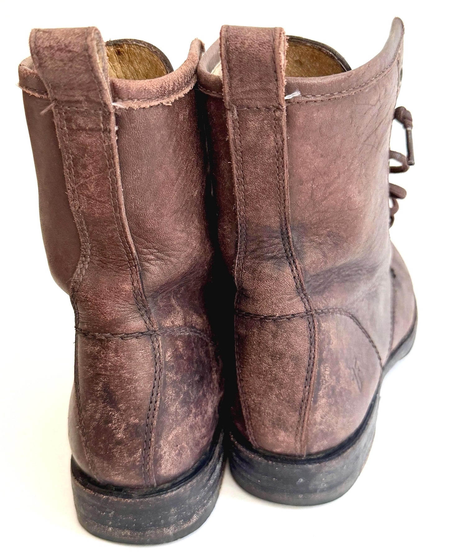 Vintage Frye Womens Lace Up Boots Worn Chocolate Brown leather