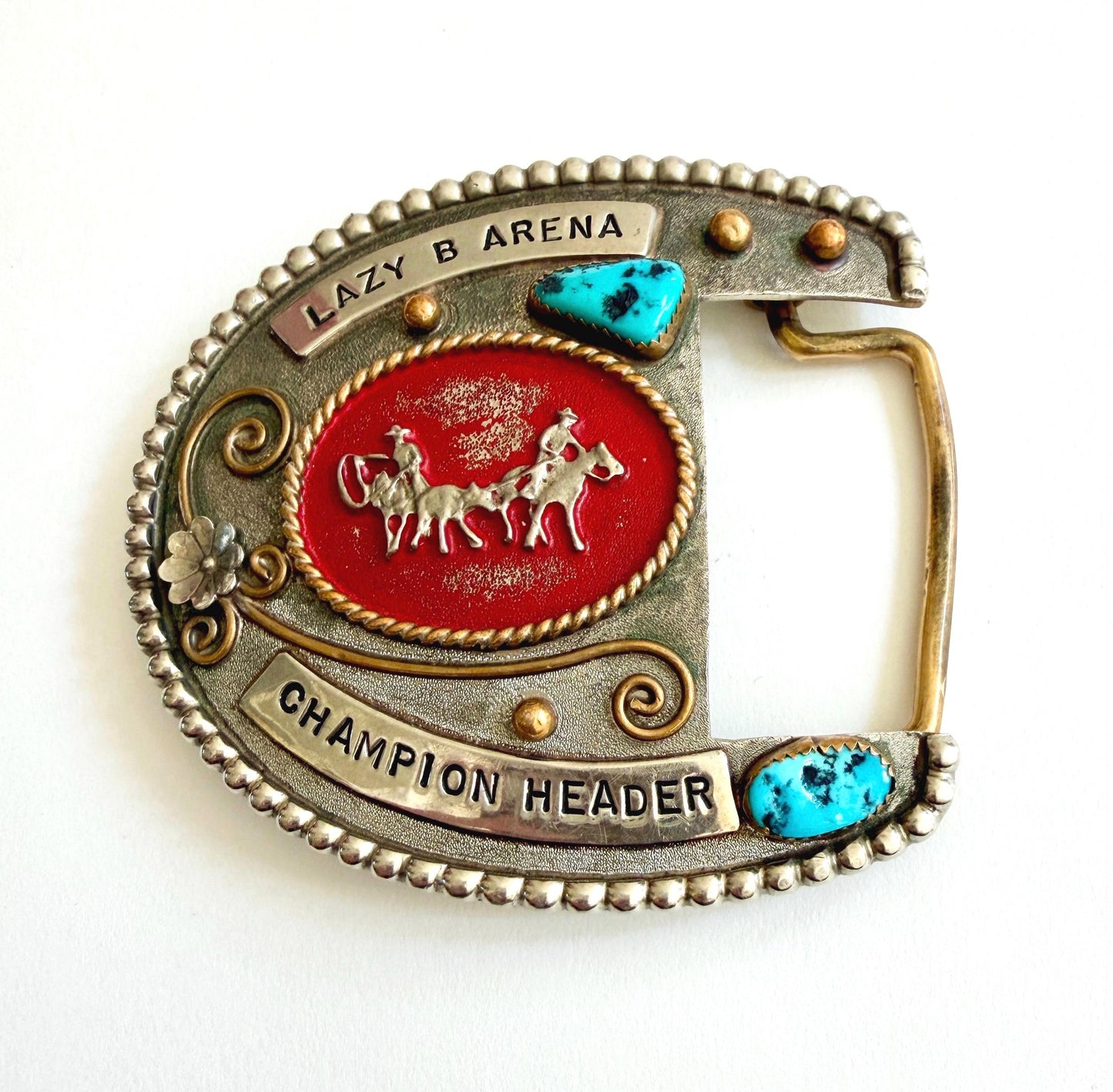 Vintage Western Rodeo Turquoise Buckle Yellowhair Buckles Snowflake AZ