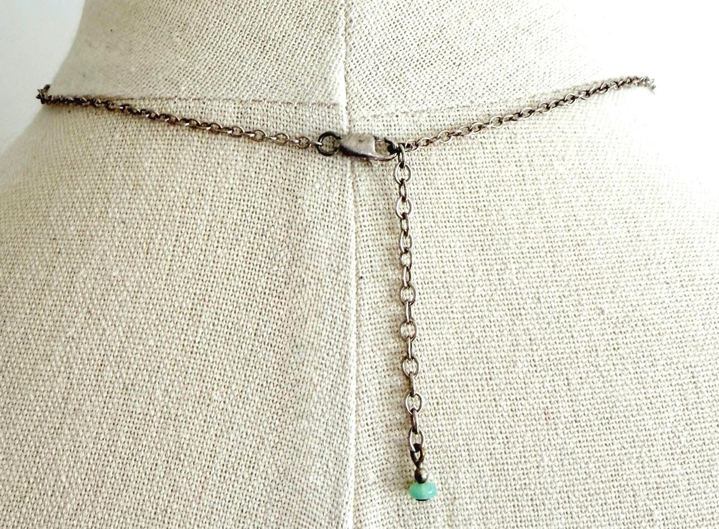 Vintage Sterling Silver Turquoise Necklace with Extender Chain