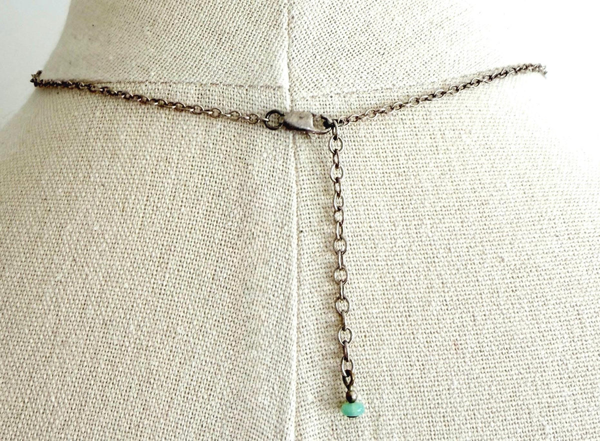 Vintage Sterling Silver Turquoise Medallion Necklace