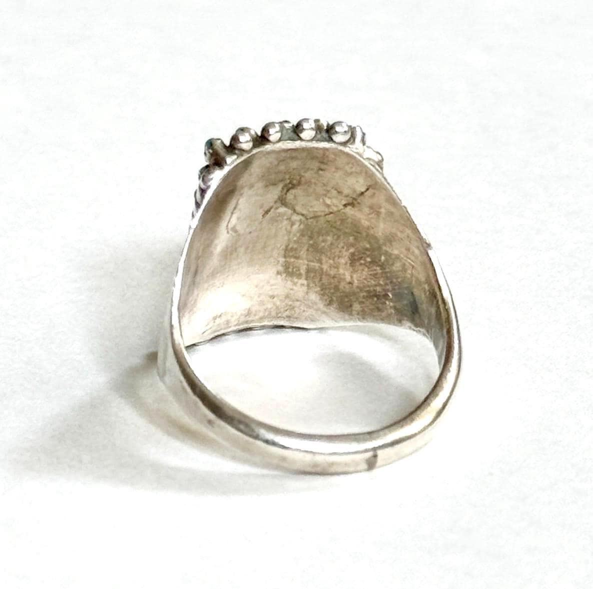 Vintage Zuni Snake Eye Turquoise Ring Native American Sterling Silver 8.25