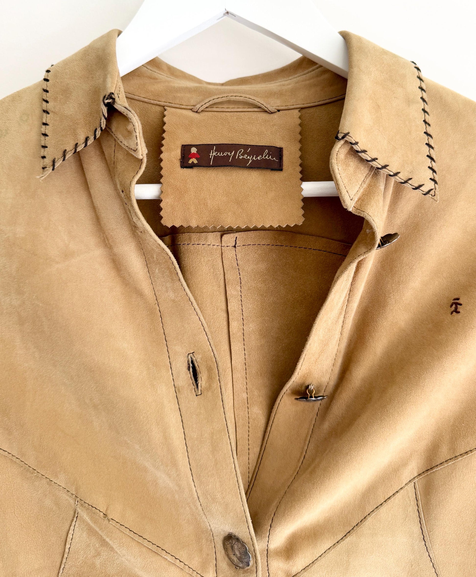 Vintage Henry Beguelin Suede Leather Shirt Jacket Made in Italy