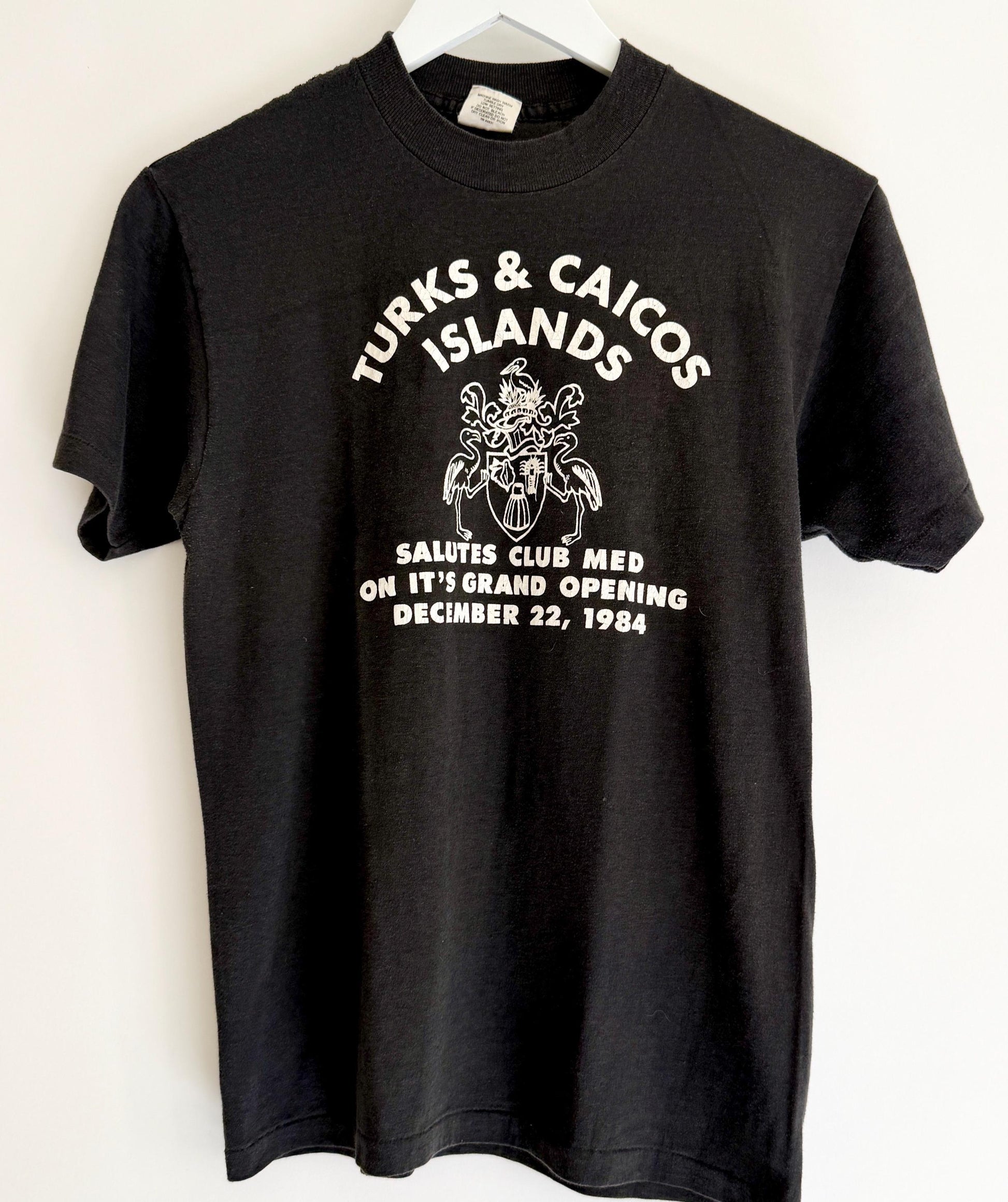 80s Turks and Caicos Tshirt Black White Club Med Island Travel Graphic Tee