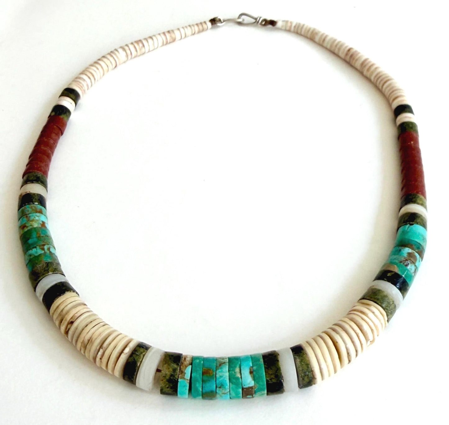 Vintage Native American Turquoise Choker Necklace Beaded Santo Domingo Heishi