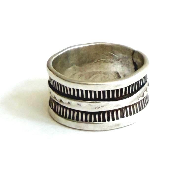 Vintage Navajo Sterling Silver Cigar Band Native American Handcrafted