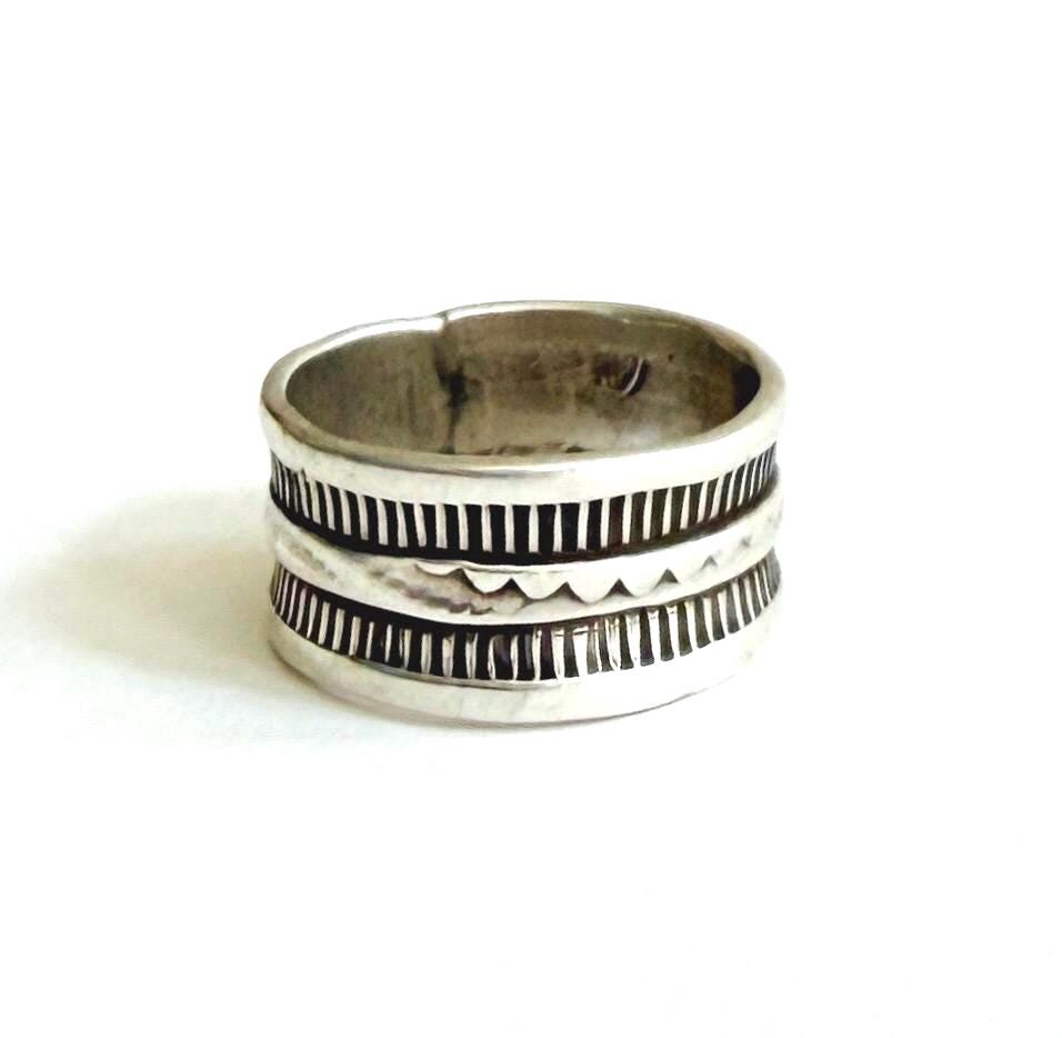 Vintage Navajo Sterling Silver Cigar Band Native American Handcrafted