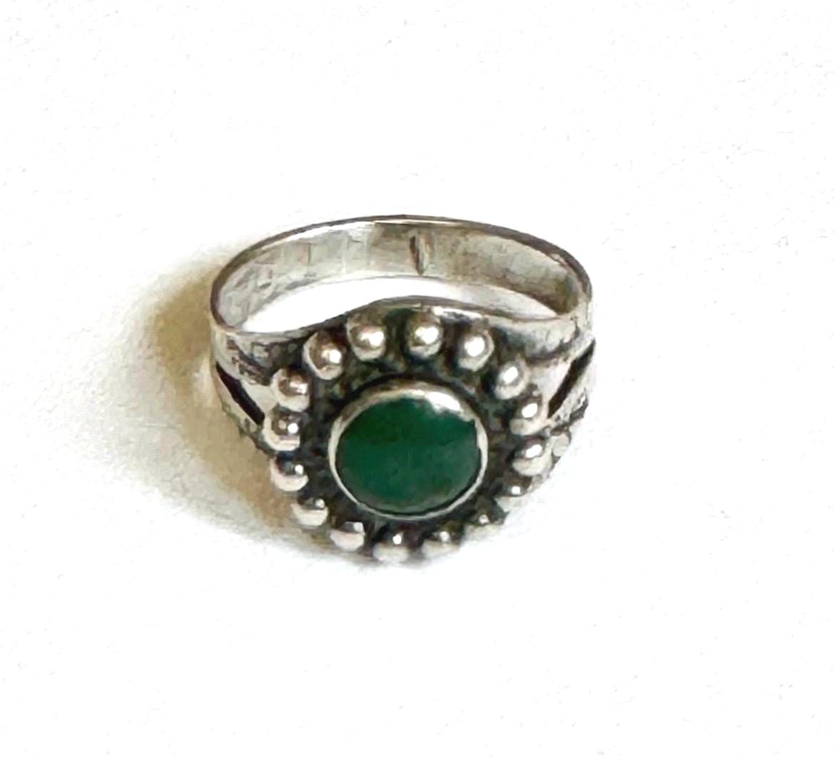 Fred Harvey Era Turquoise Ring Fred Native American Navajo Sterling Silver Size 6.5