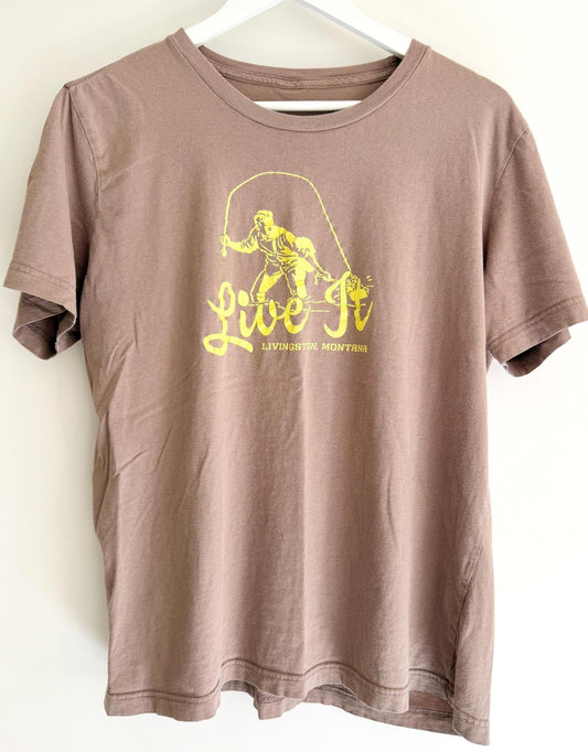 Vintage Livingston Montana Rodeo Cowboy Graphic T-Shirt Tee 90s Y2K