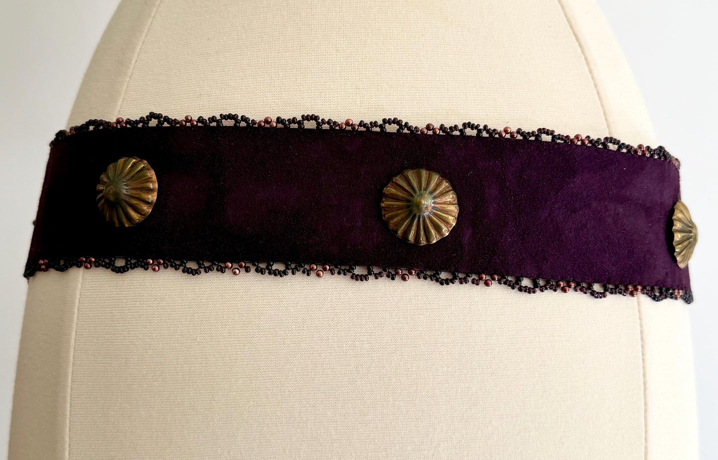 Vintage 80s Wide Handmade Western Concho Waist Belt Brass Tone Conchas