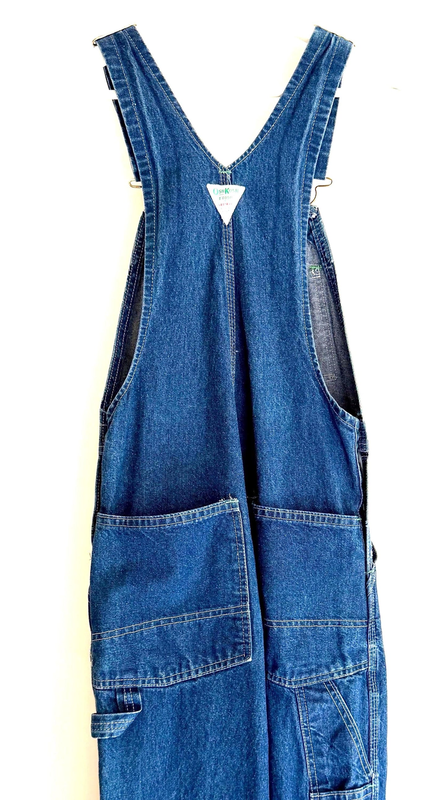 Vintage Oshkosh Denim Overalls Faded Railroad Striped Cut Off Shorts Workwear