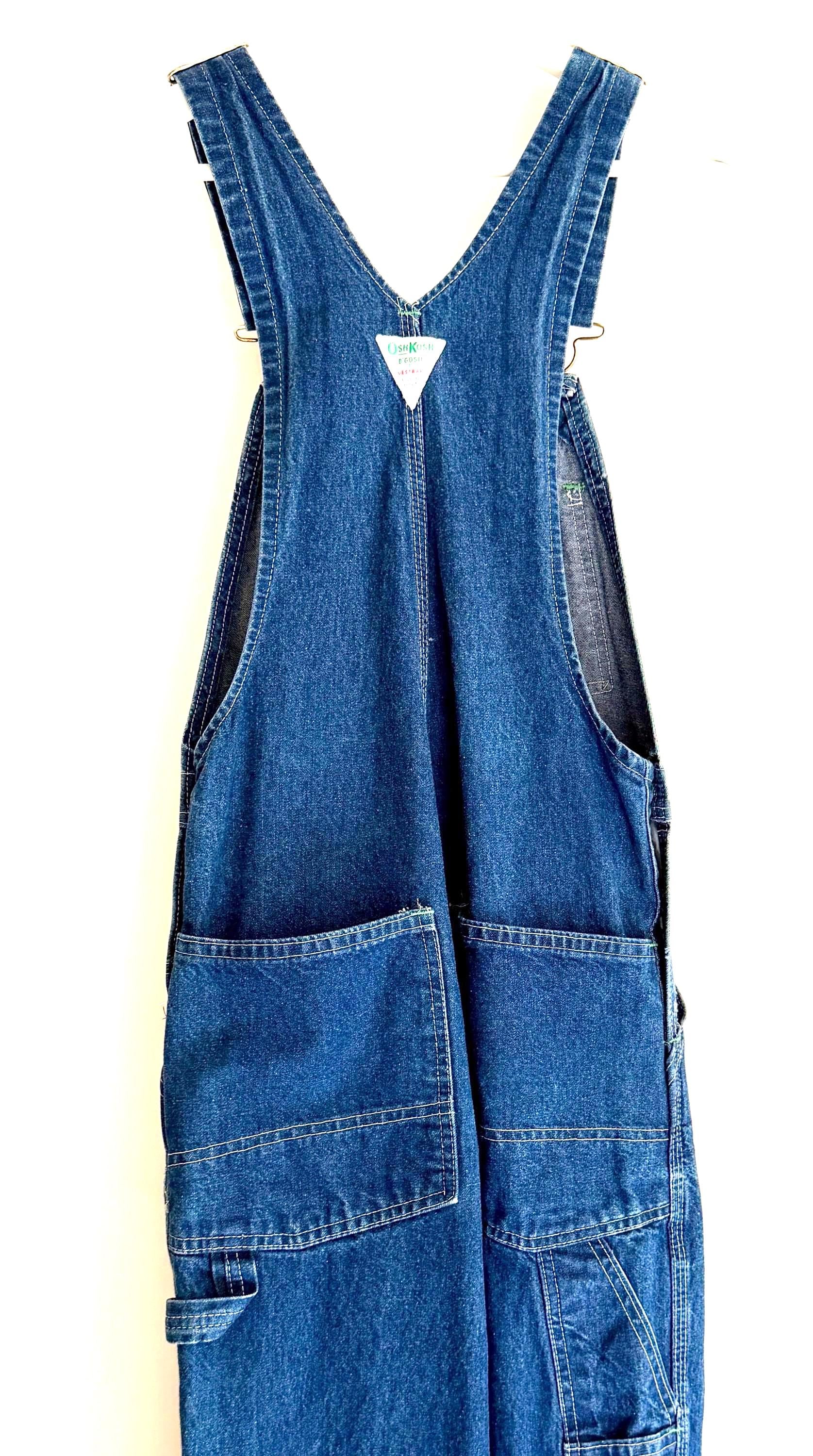 Vintage Oshkosh Denim Overalls Faded Railroad Striped Cut Off Shorts Workwear