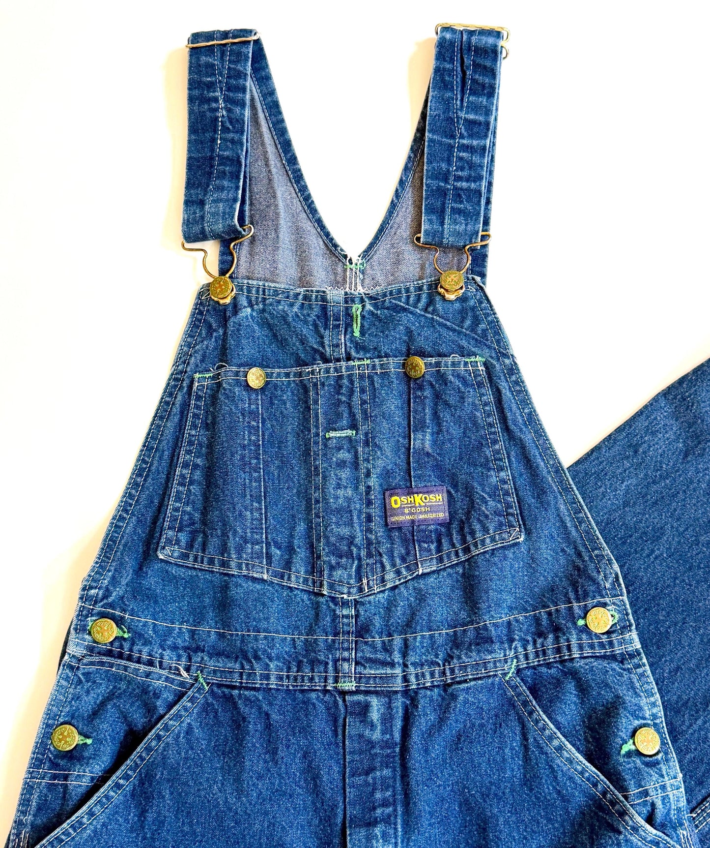 Vintage Oshkosh Denim Overalls Faded Railroad Striped Cut Off Shorts Workwear
