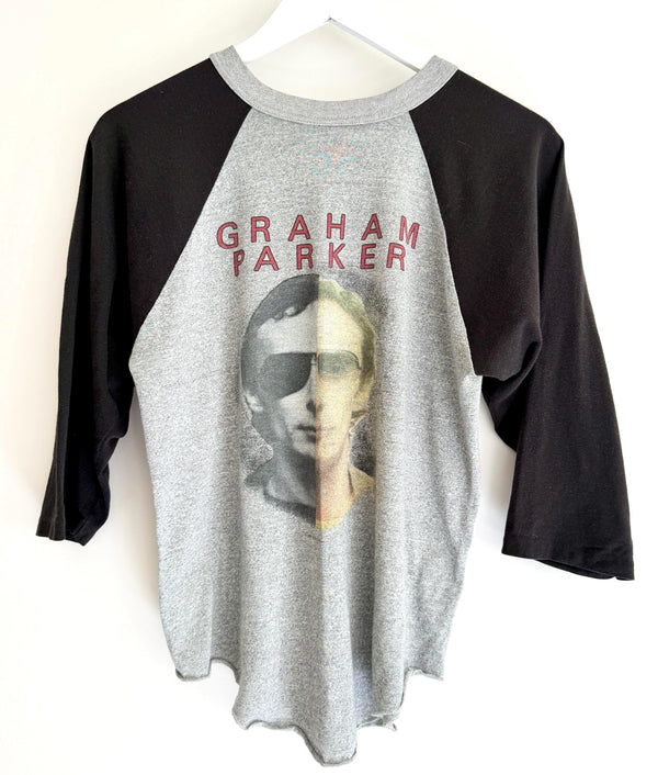 Vintage 80s Graham Parker Raglan Tee British Rock and Roll 1982 Tour Shirt