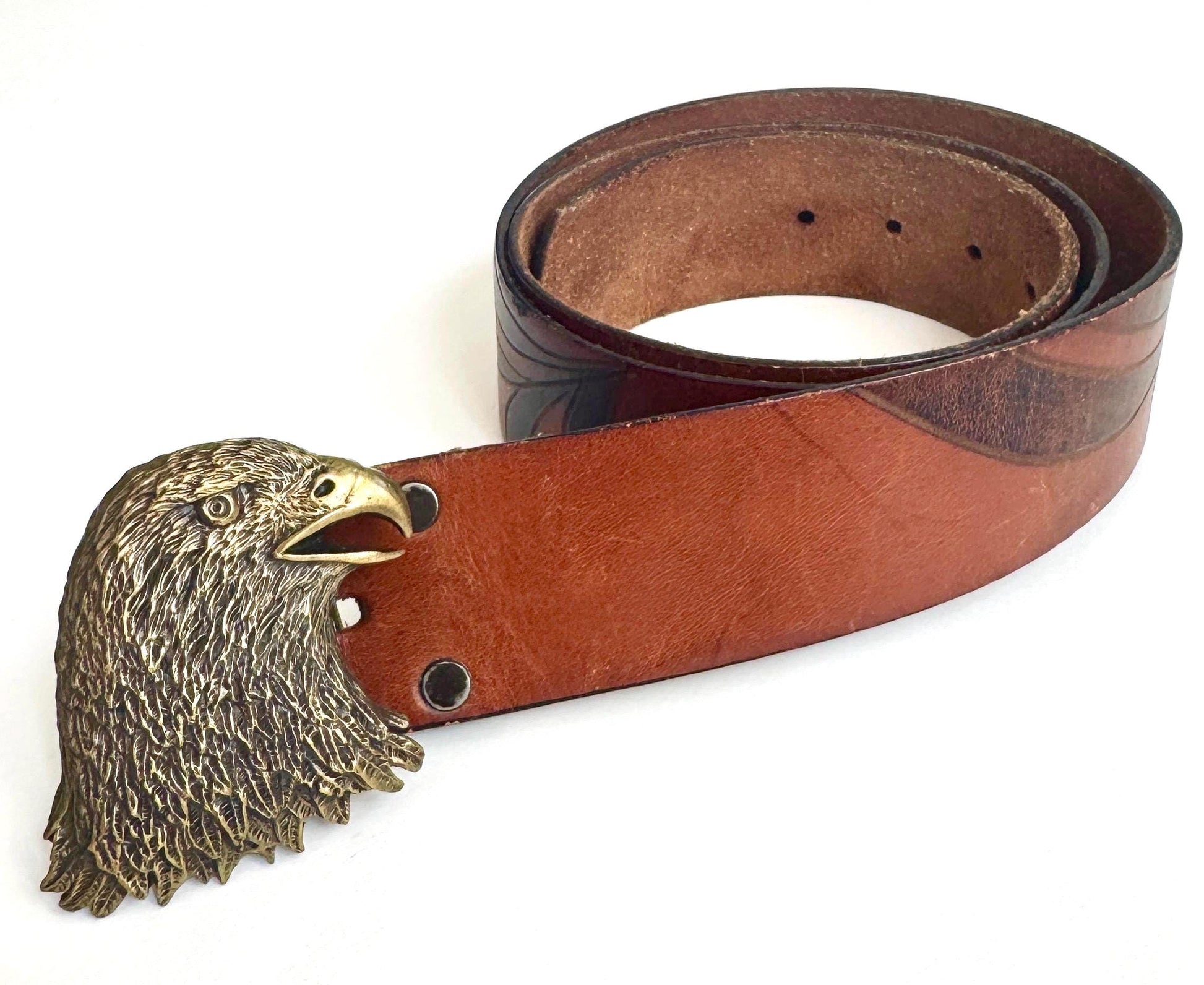 Vintage Eagle Brass Buckle Belt 70s Leoma Lovegrove Omega