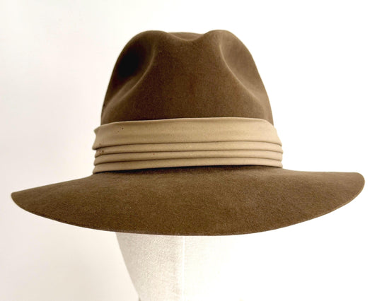 Vintage Banana Republic Travel & Safari Fedora Hat Brown Fur Felt Made in USA