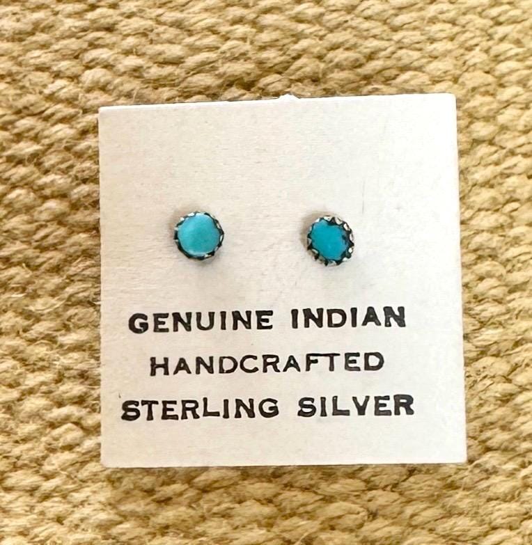 Tiny Vintage Sterling Silver Stud Earrings Turquoise Pink Citrine Amber