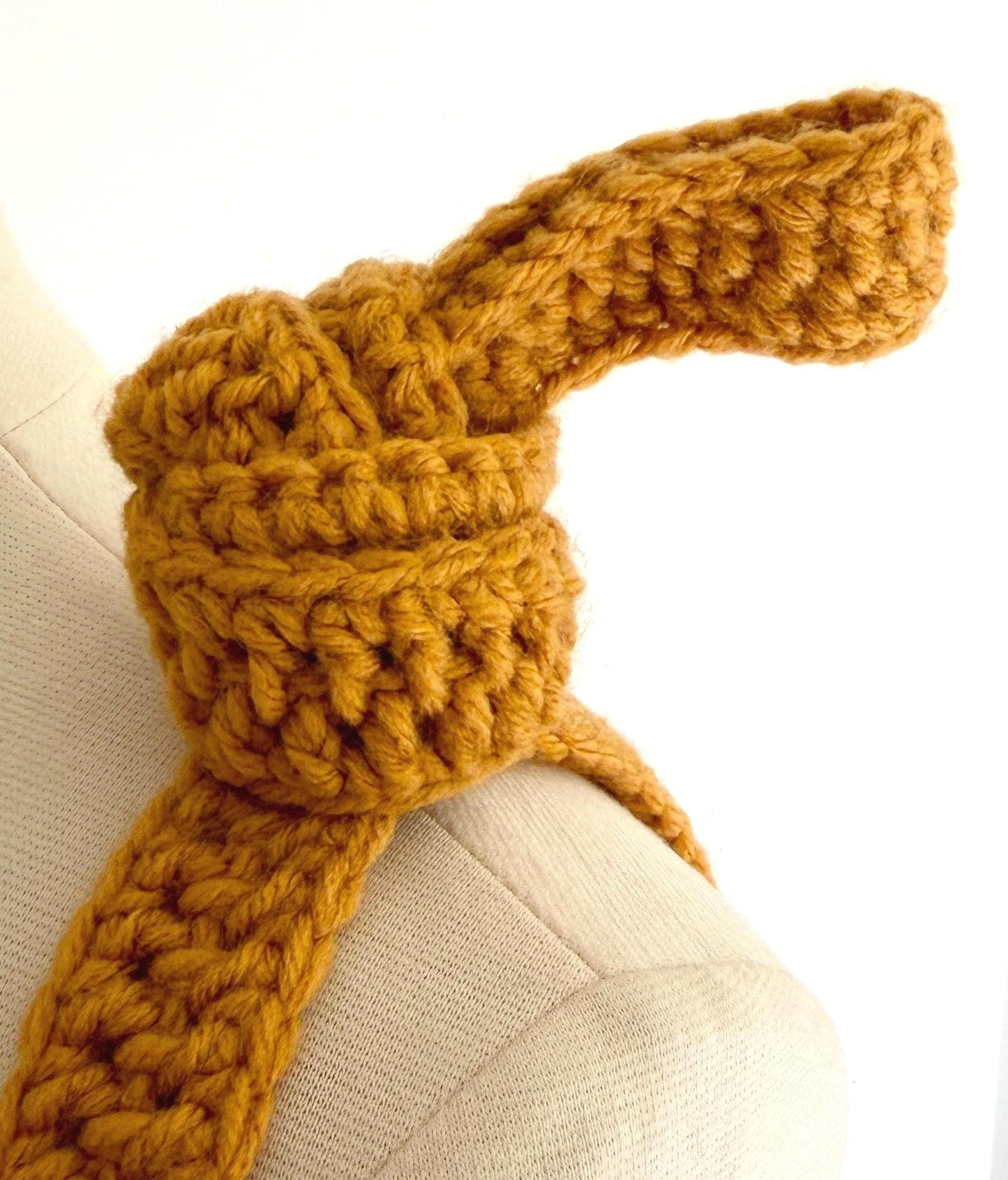 Vintage Hand Crochet Drawstring Bag Olive Green White Orange