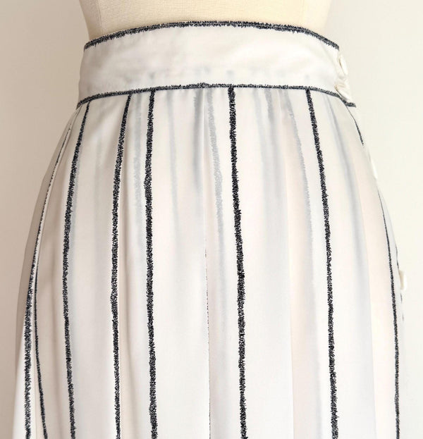 Vintage White Striped Midi Skirt Minimalist Style Made in USA