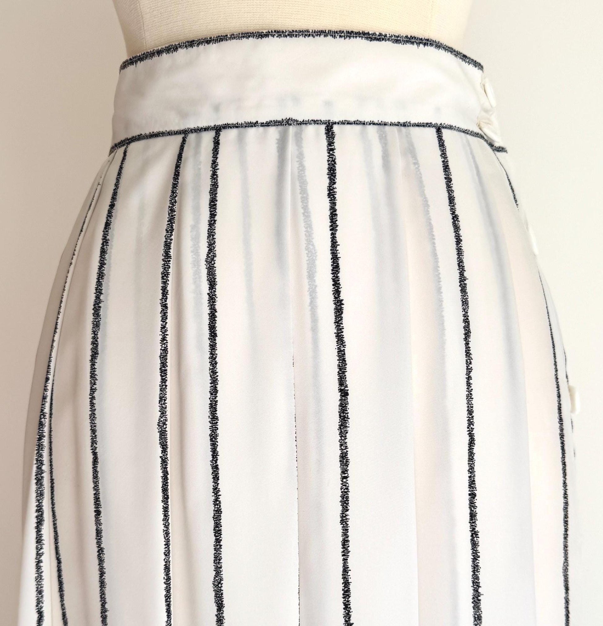 Vintage White Striped Midi Skirt Minimalist Style Made in USA