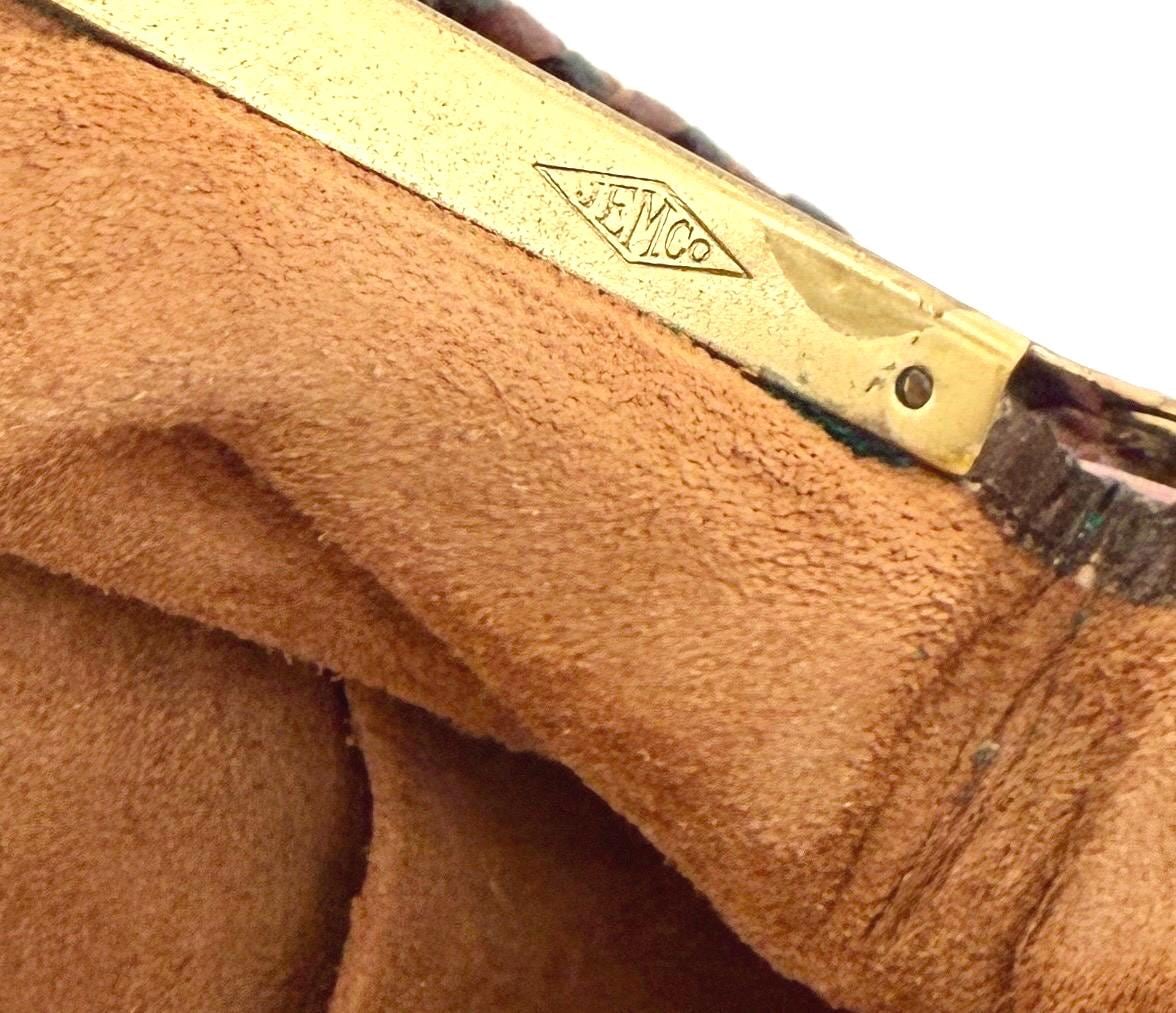 Art Nouveau Jemco Leather Bag with Interior Mirror