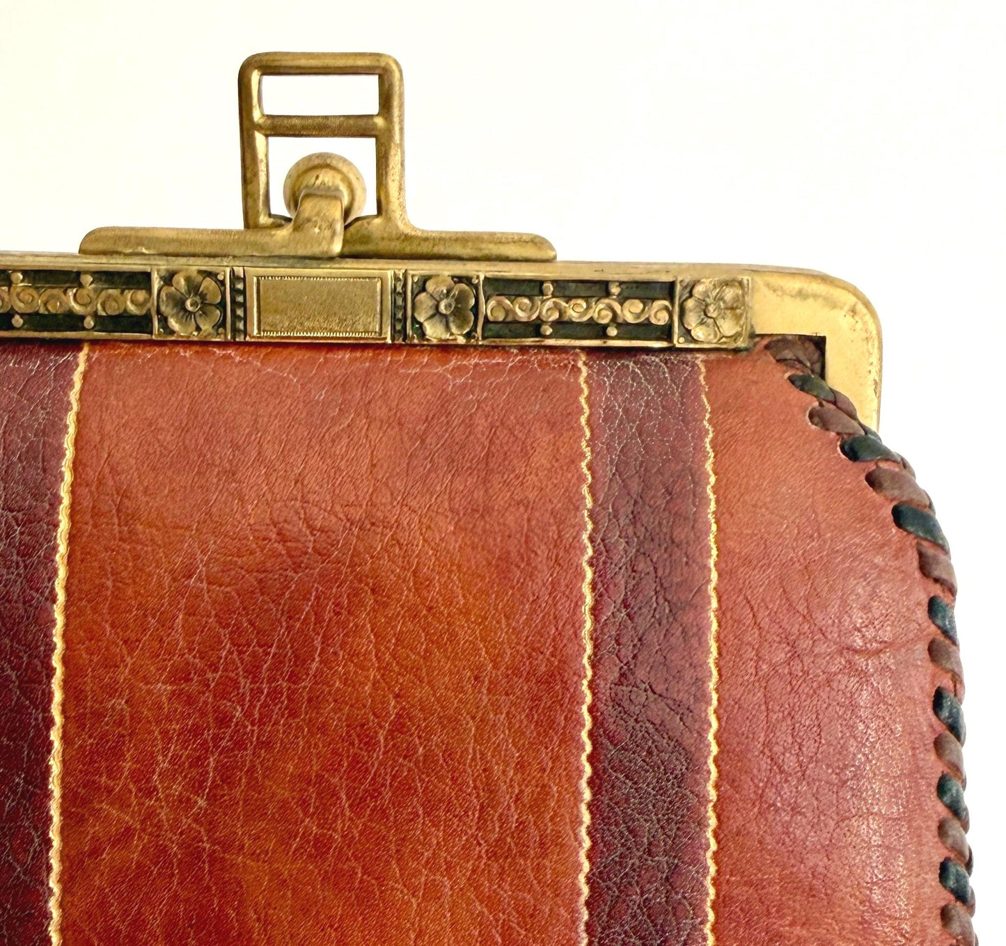 Art Nouveau Jemco Leather Bag with Interior Mirror