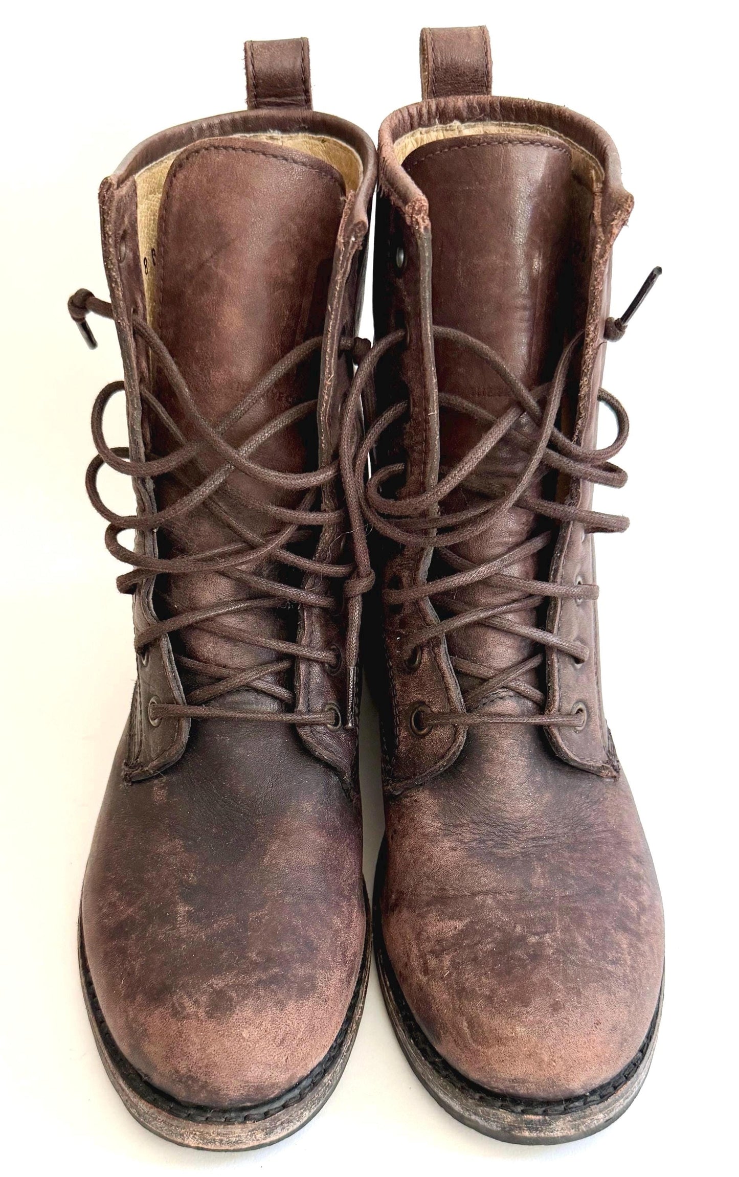 Vintage Frye Womens Lace Up Boots Worn Chocolate Brown leather