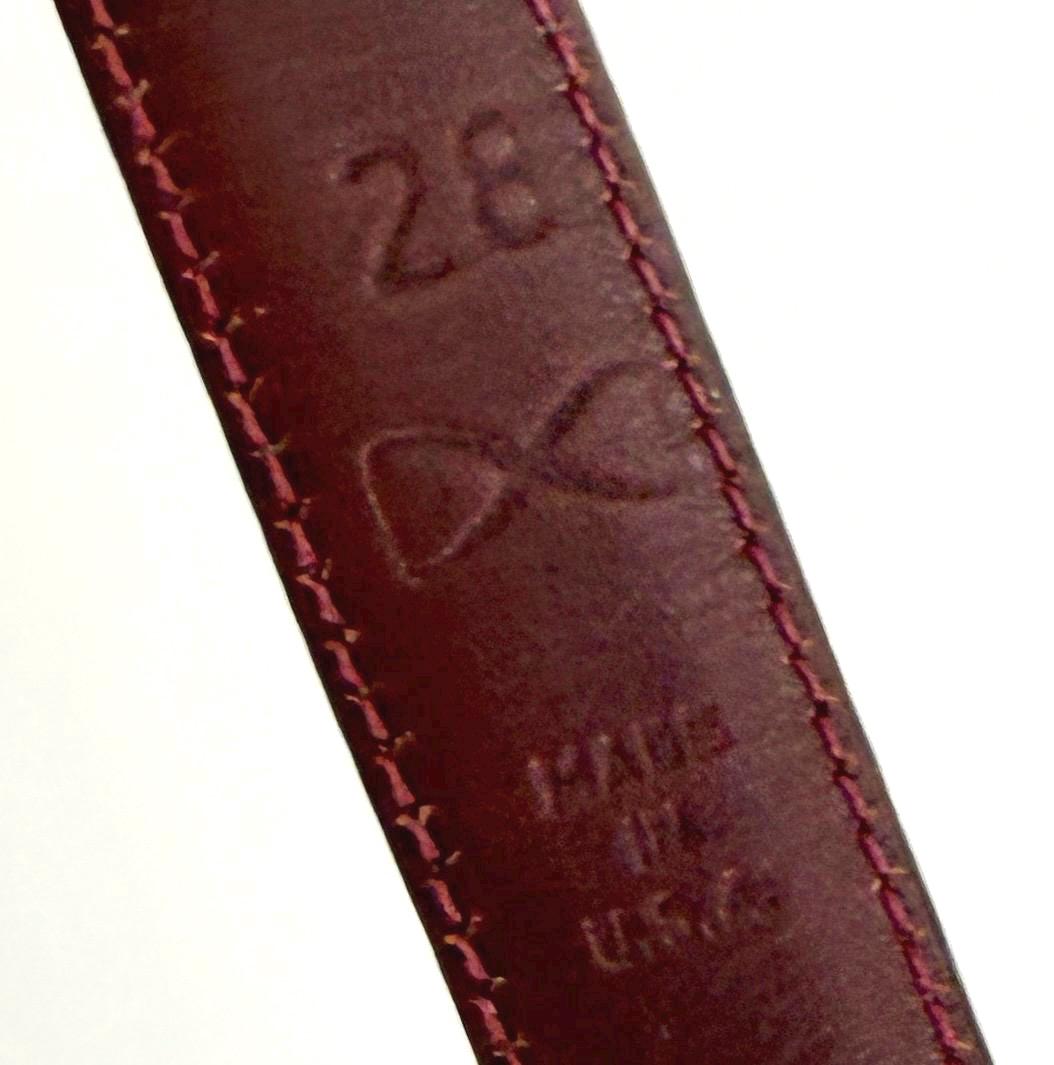 Vintage Minimalist Skinny Belt Brass Shell Buckle Oxblood Leather Strap
