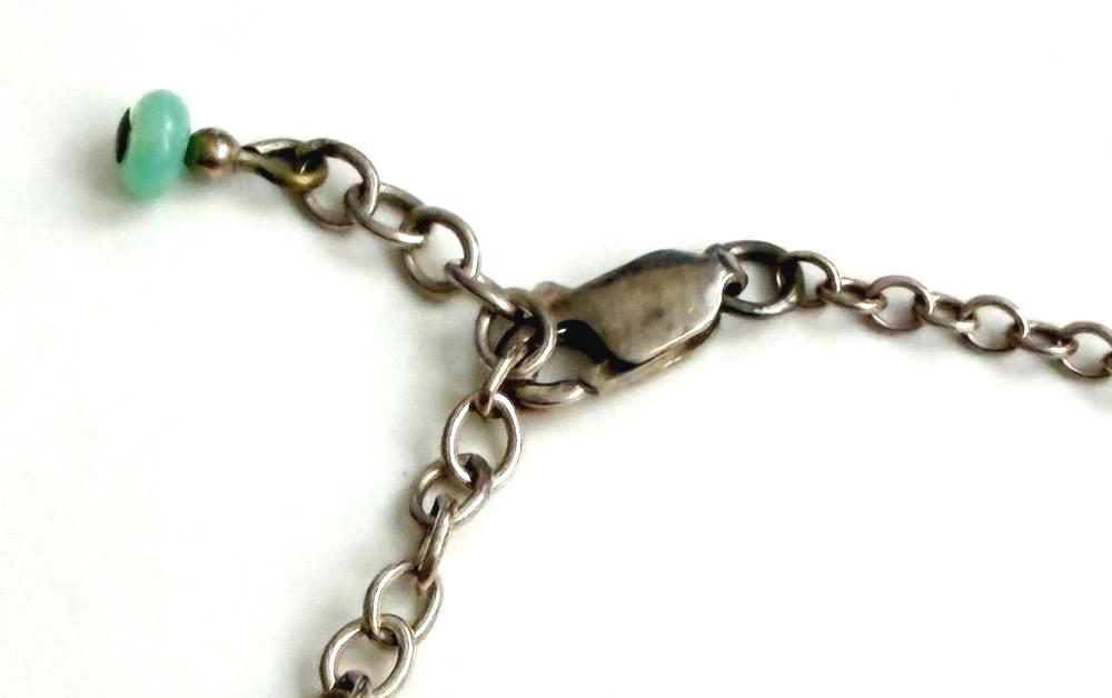 Vintage Sterling Silver Turquoise Necklace with Extender Chain