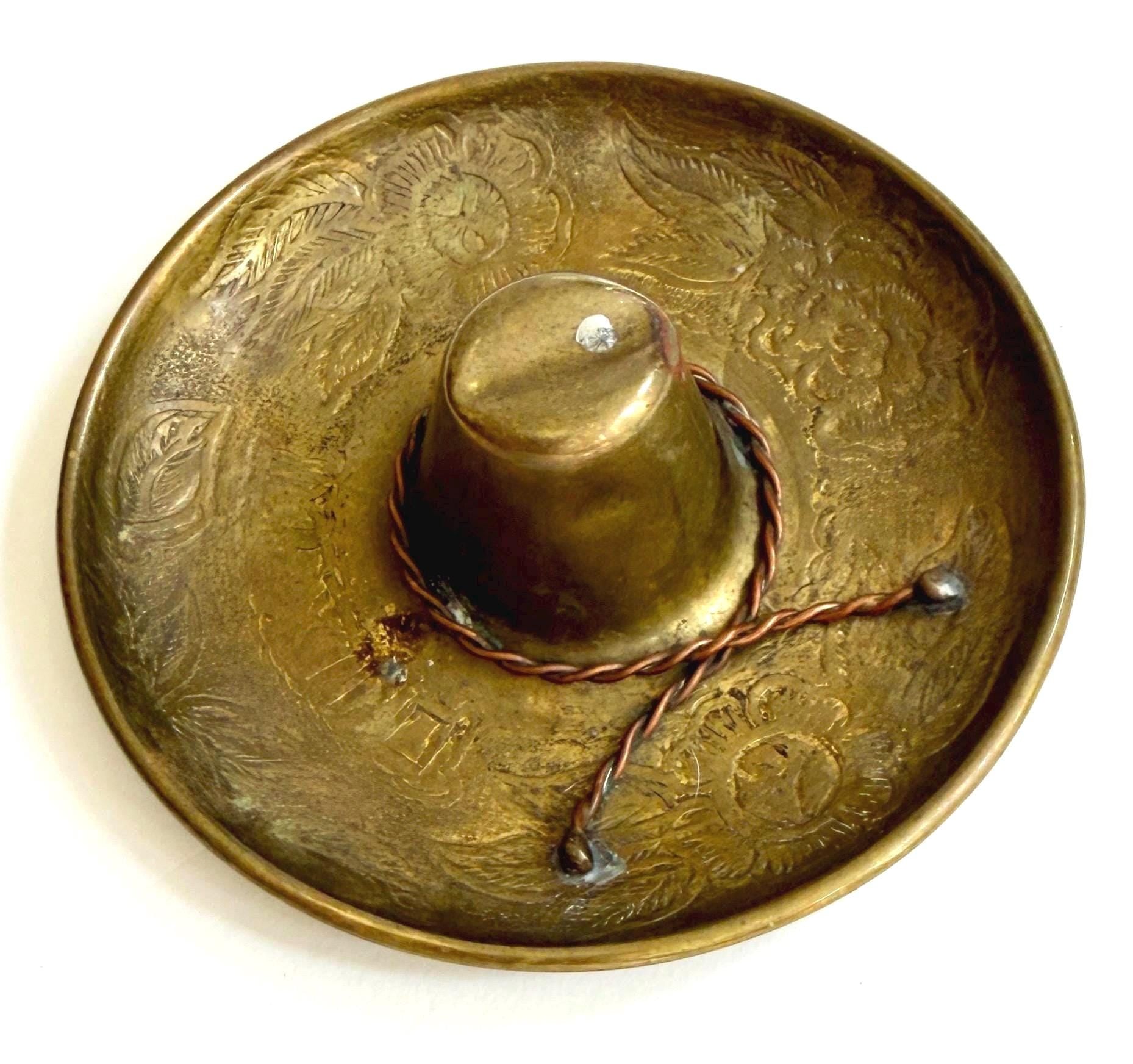 Vintage Brass Cowboy Hat Ashtray Western Decor Tobacciana