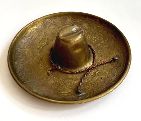 Vintage Brass Cowboy Hat Ashtray Western Decor Tobacciana