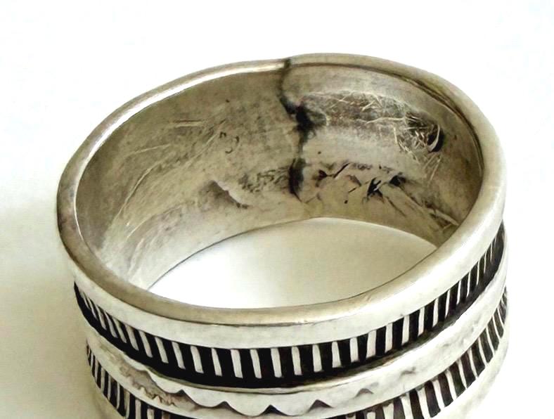 Vintage Navajo Sterling Silver Cigar Band Native American Handcrafted